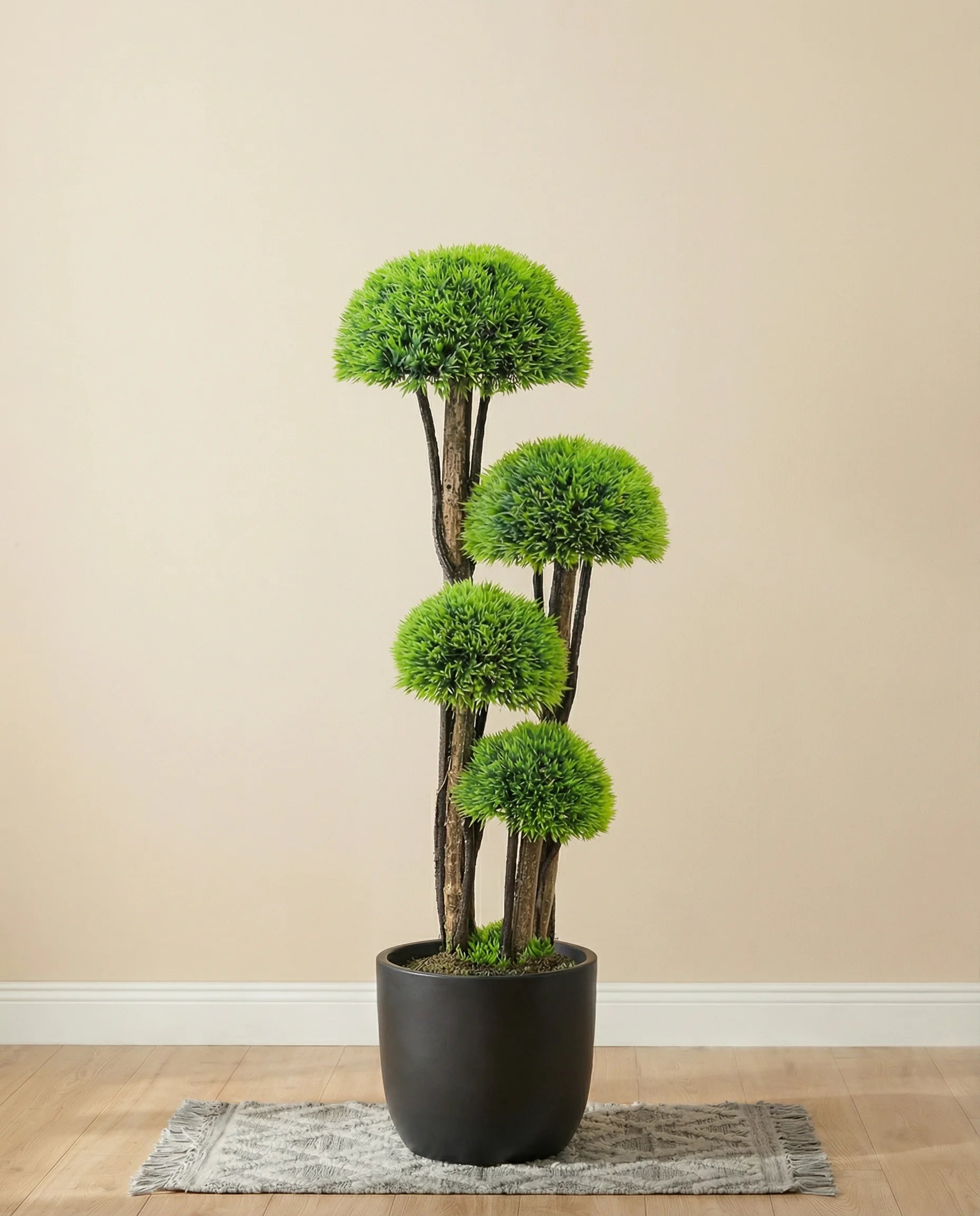 Artificial 4-Tier Grass Boxwood Topiary Bonsai Tree Twisted Trunks