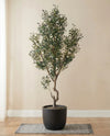 Silk artificial olive tree with dual-stem trunk