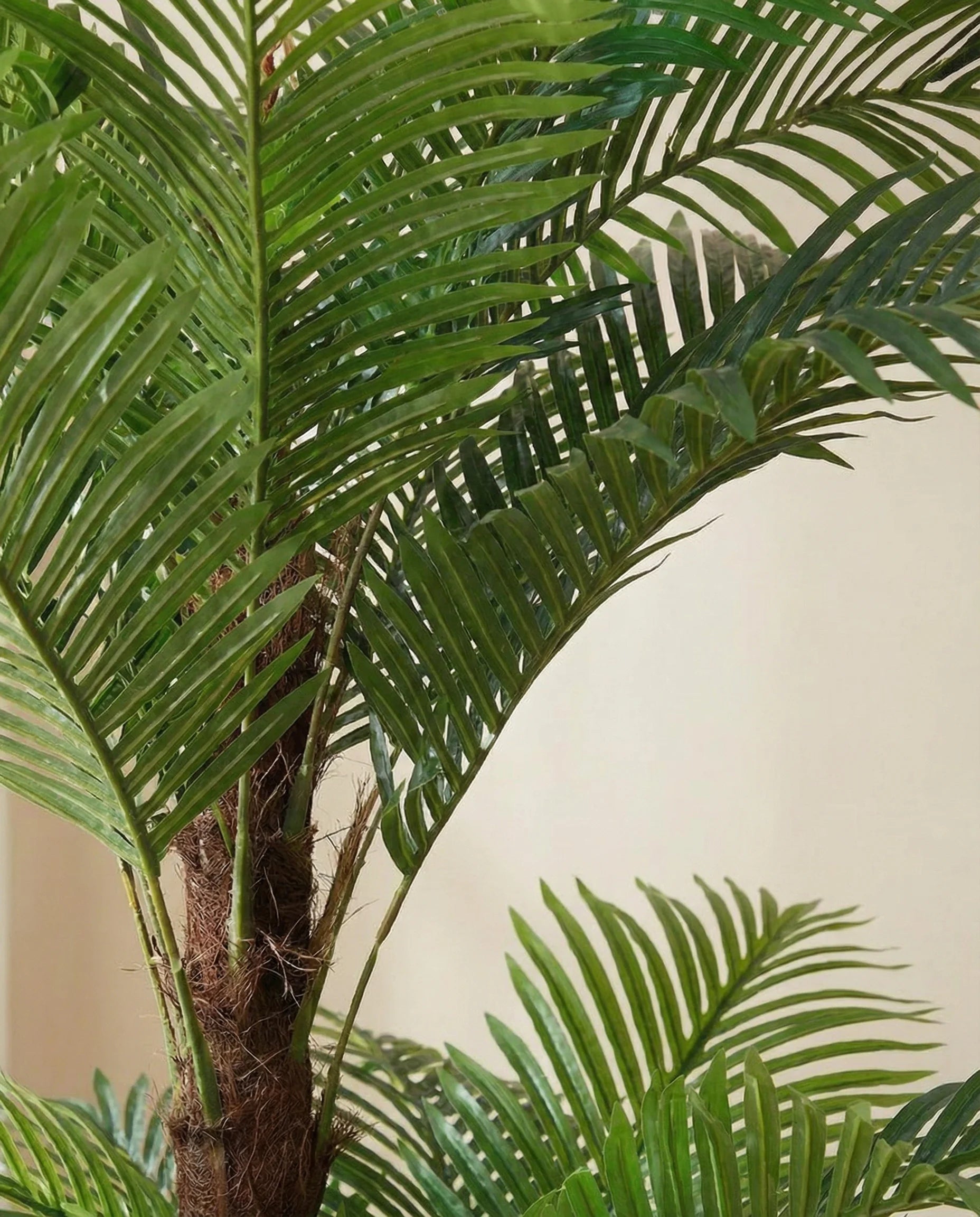 Artificial twin areca palm tree, close-up detail