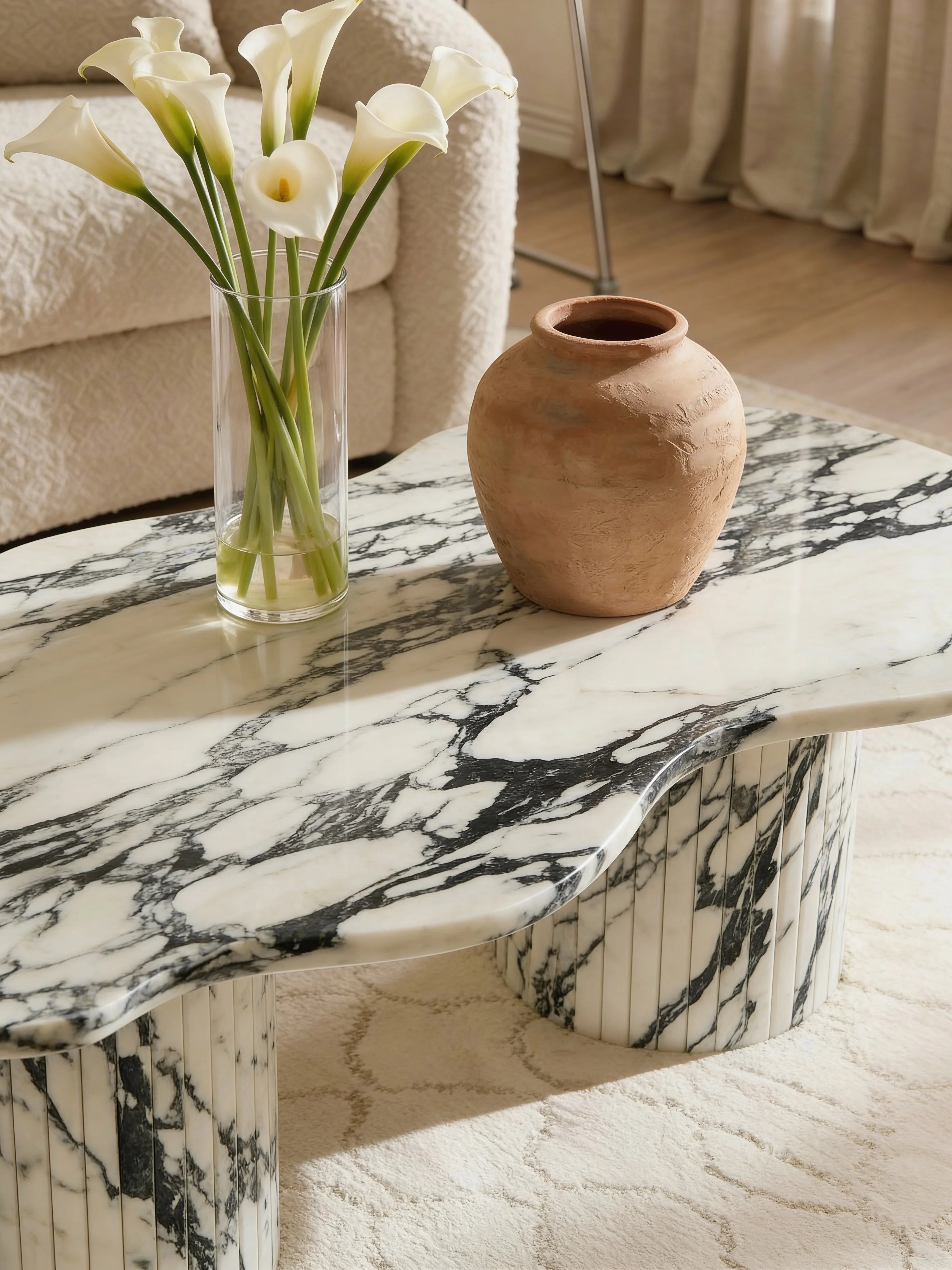 Atlanta Italian Arabescato Marble Coffee Table
