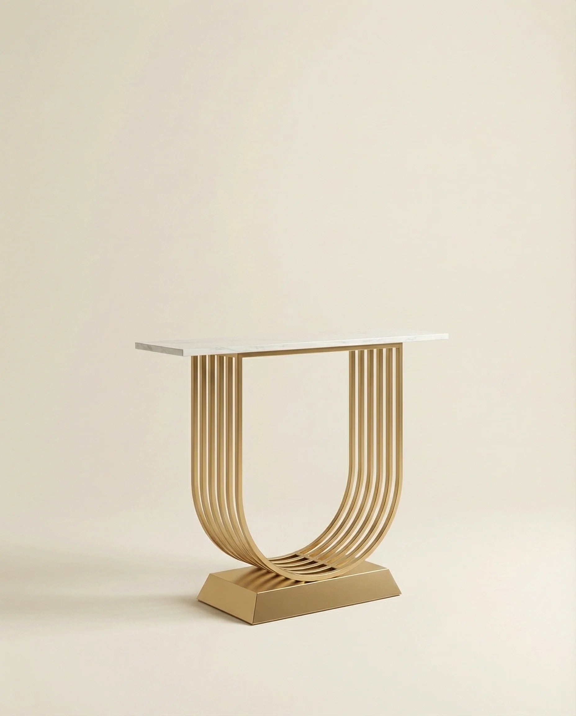 Aurelle White Marble & Gold Console Table