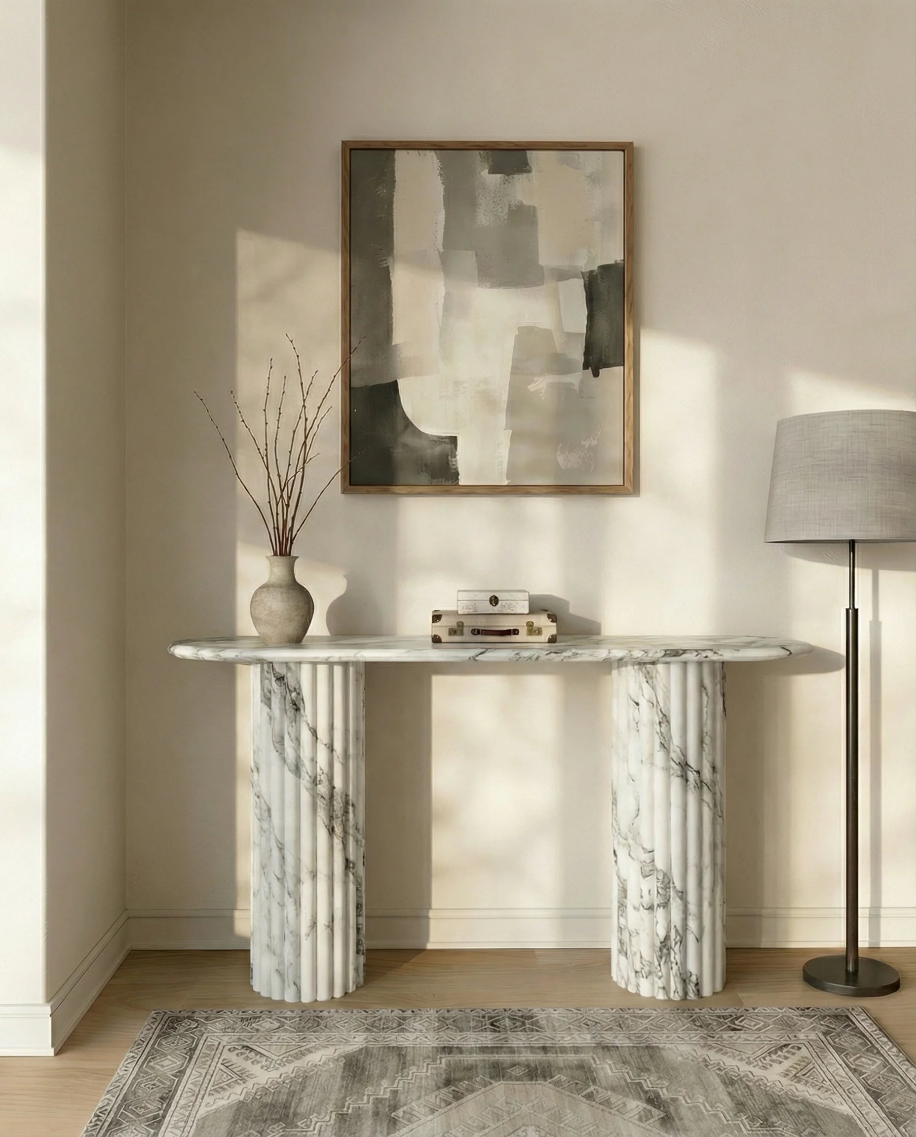 Austin Fluted Arabescato Marble Console Table