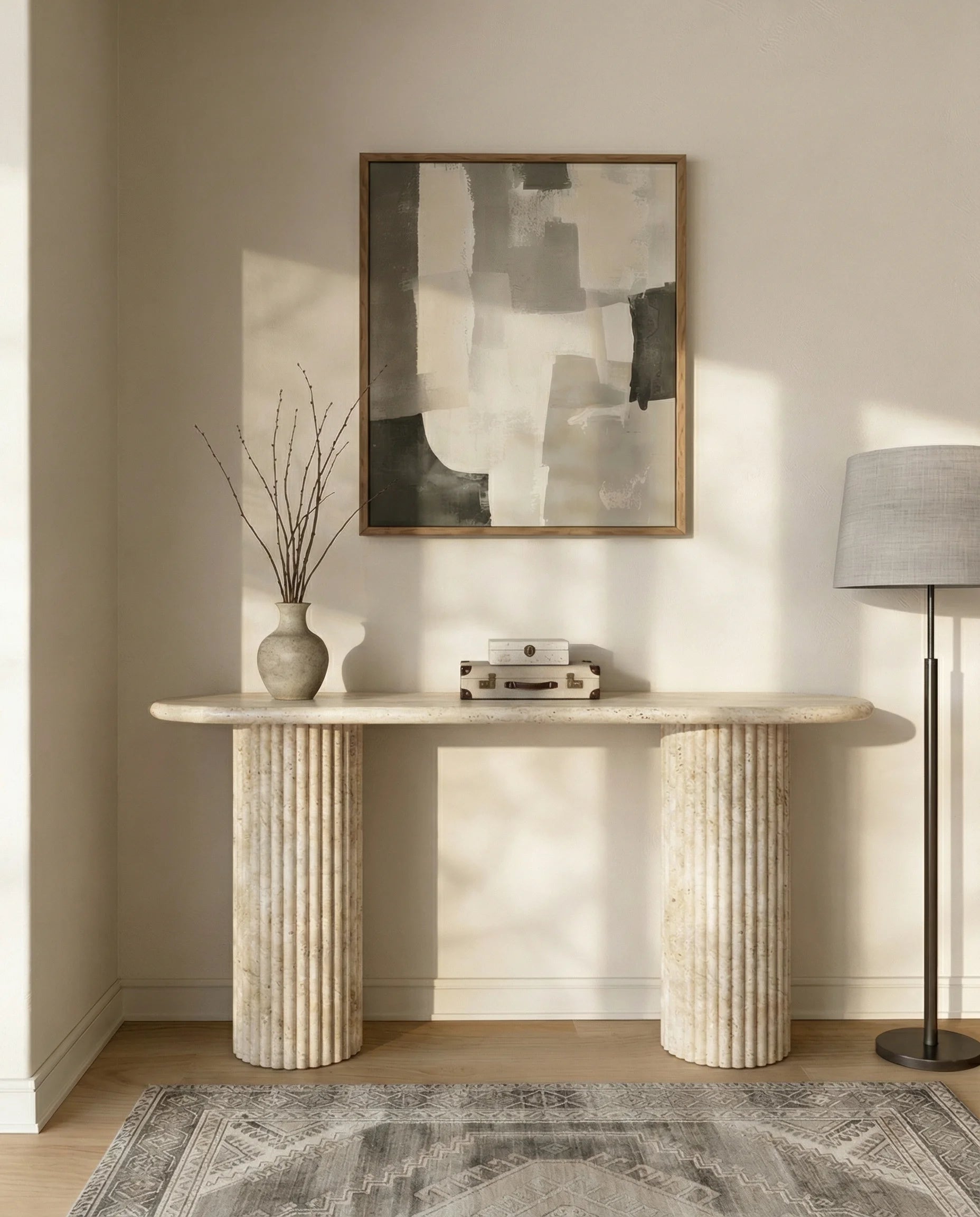 Austin Fluted Travertine Console Table