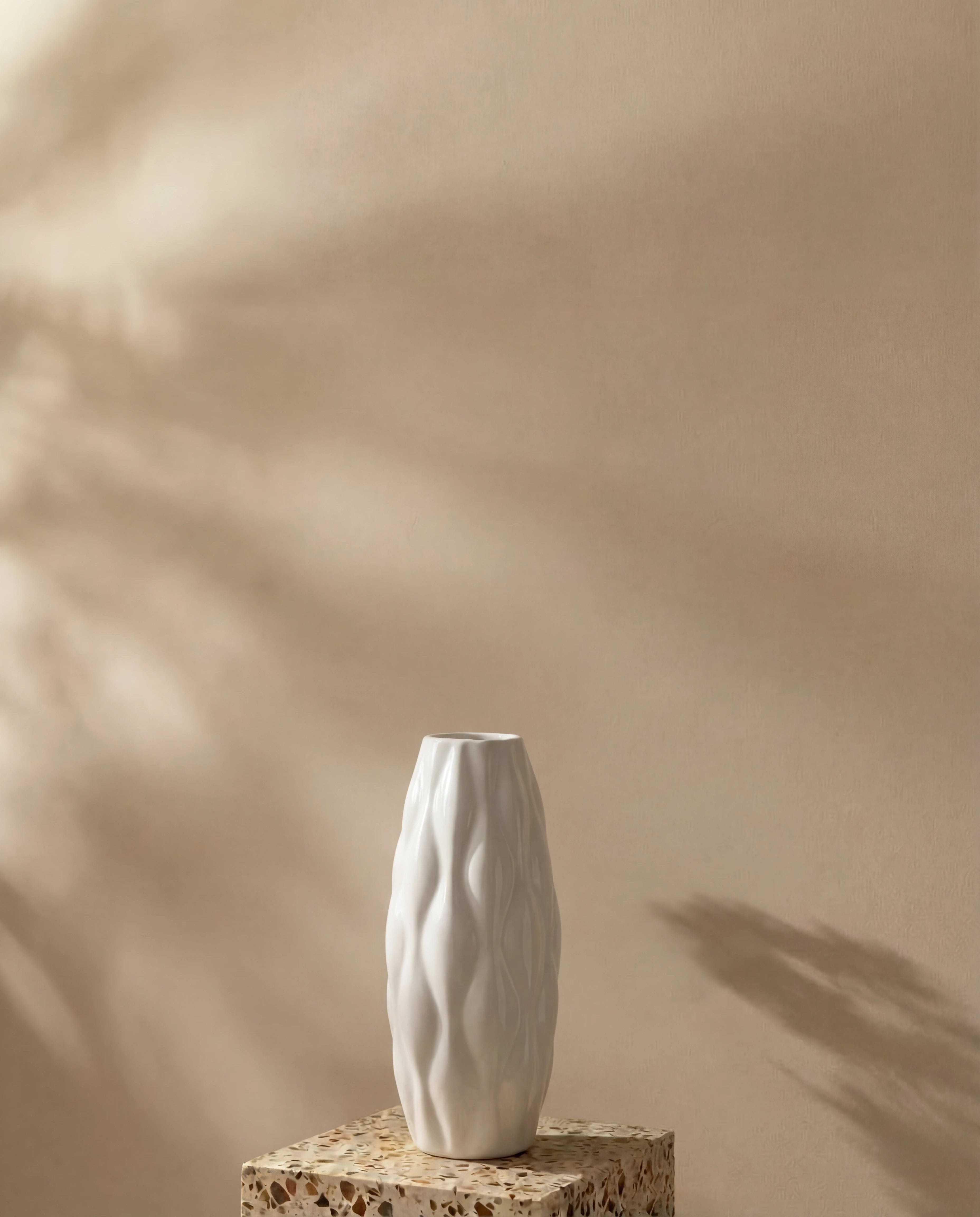 Ayla Cream Textured Ceramic Vase