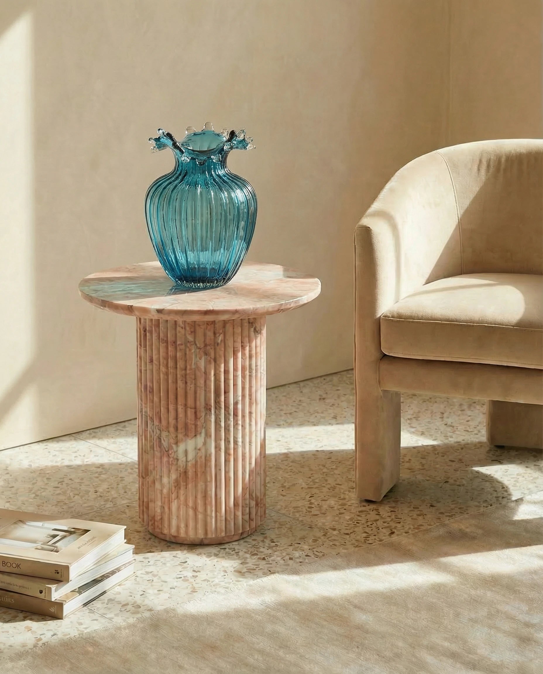 Azure Wavy Transparent Glass Vase