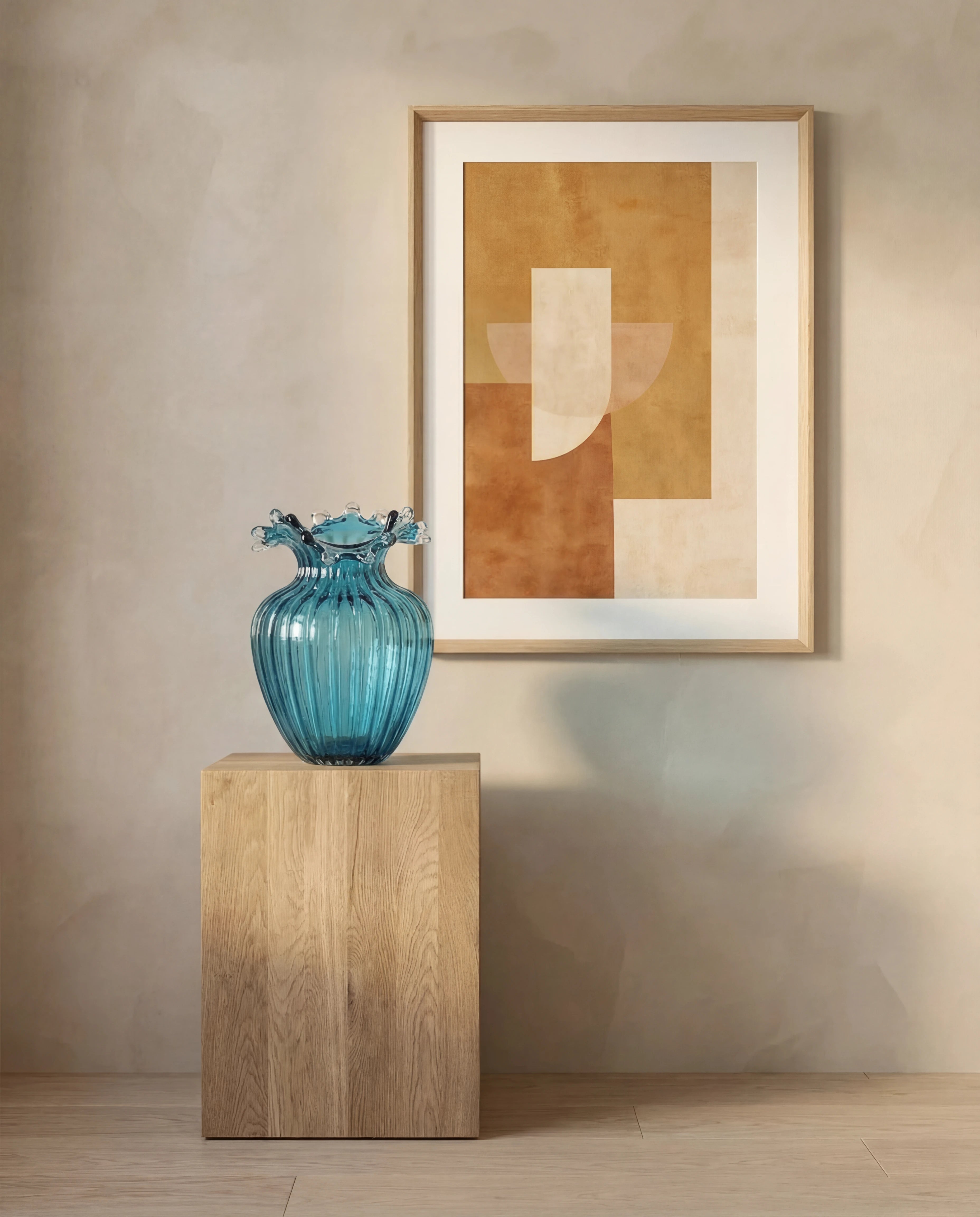Azure Wavy Transparent Glass Vase