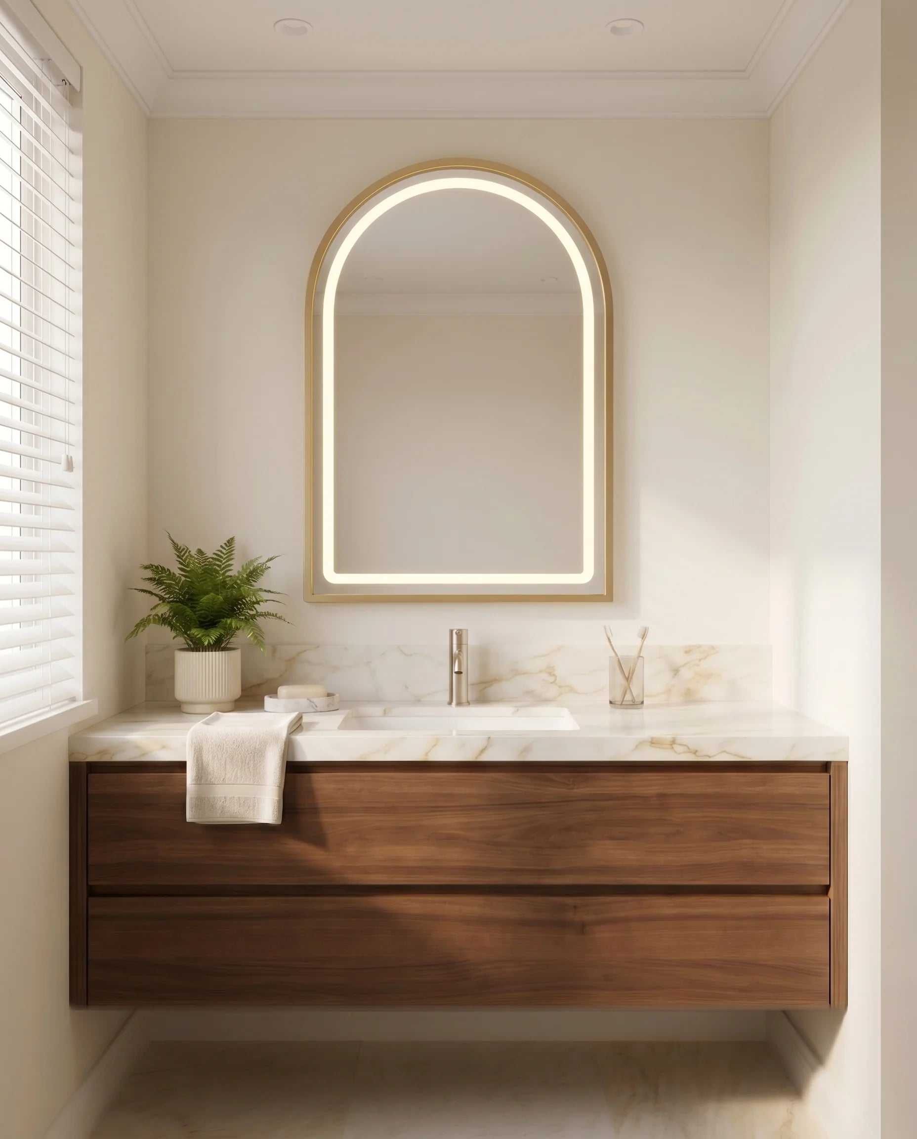 Bambi Gold Framed Arched Mirror with LED