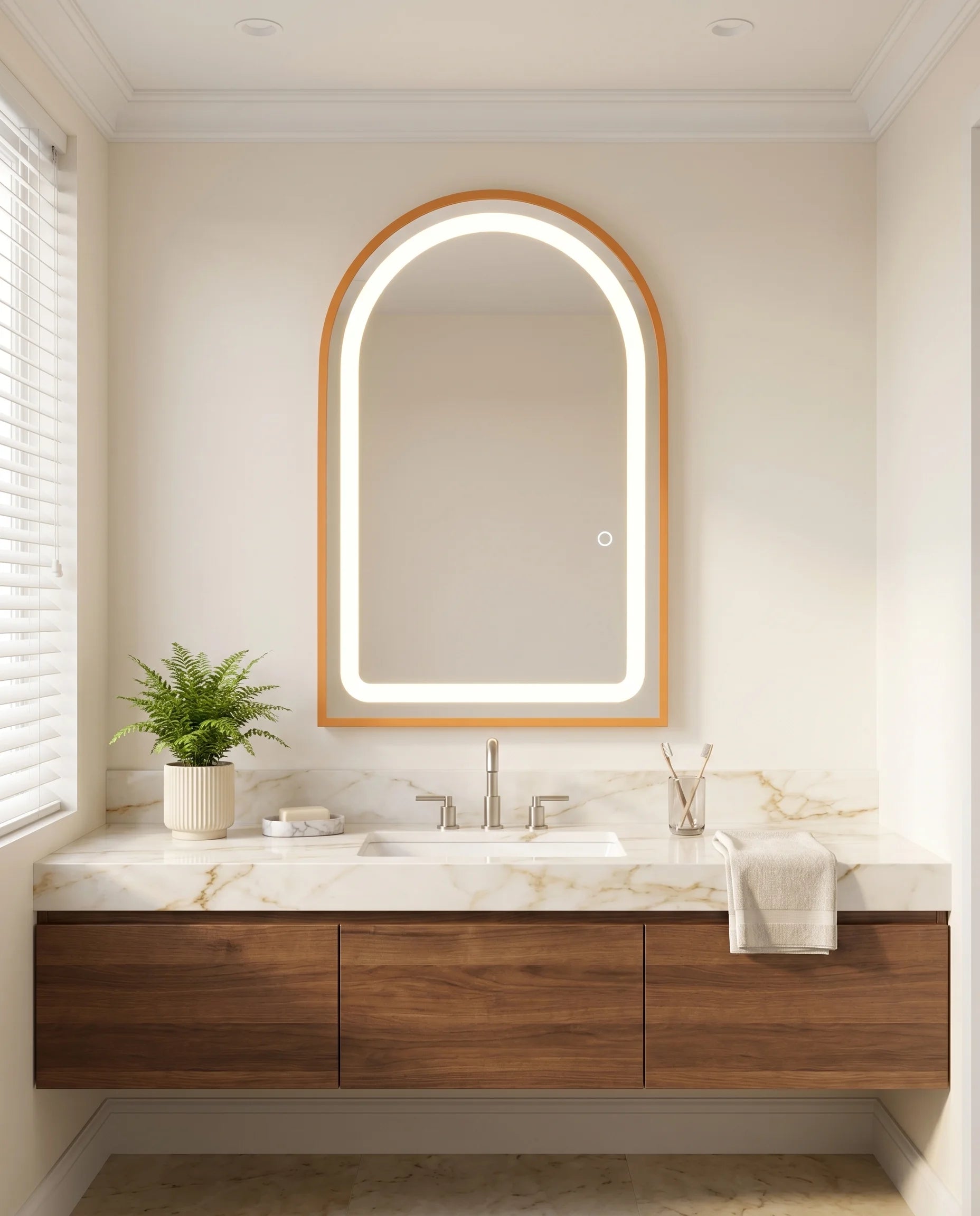 Bambi Gold Framed Arched Mirror with LED