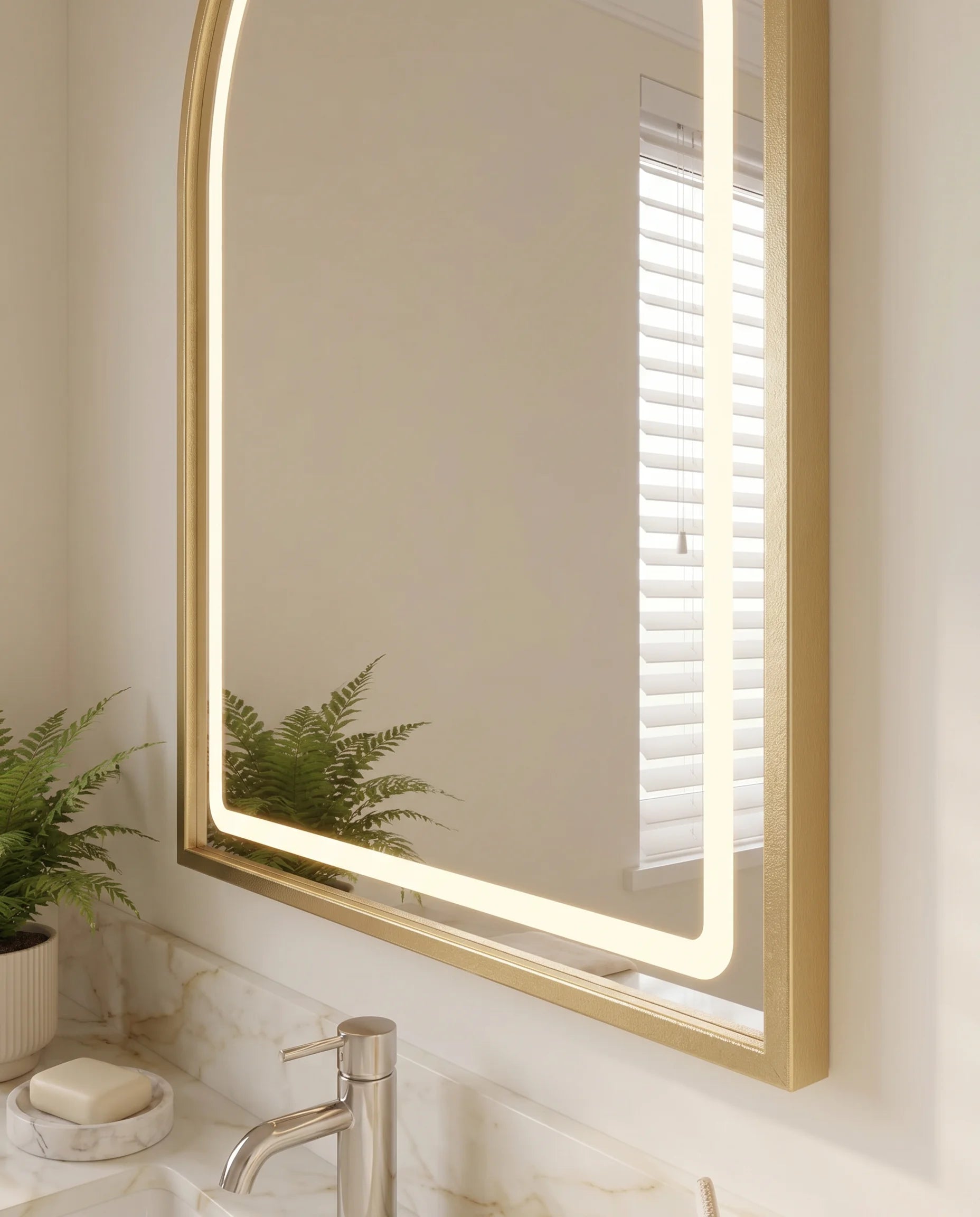 Bambi Gold Framed Arched Mirror with LED