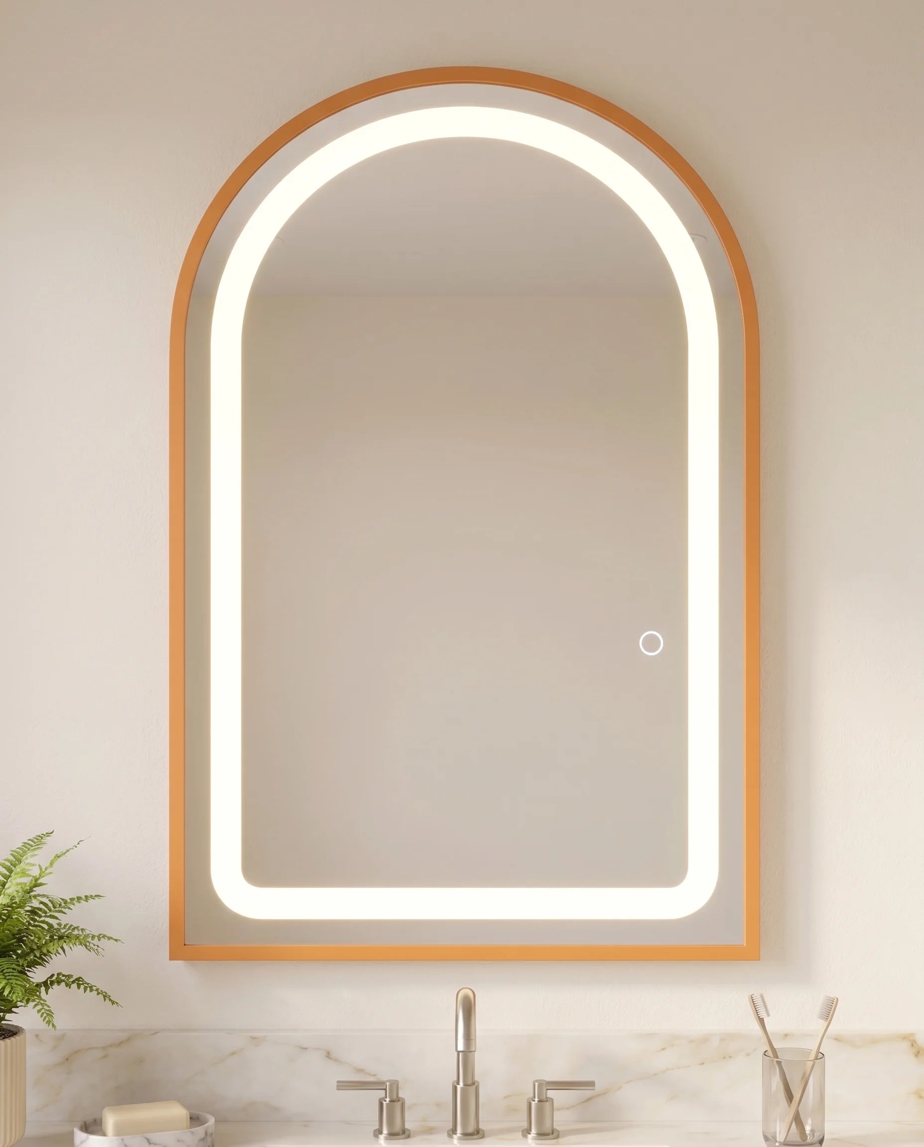 Bambi Gold Framed Arched Mirror with LED