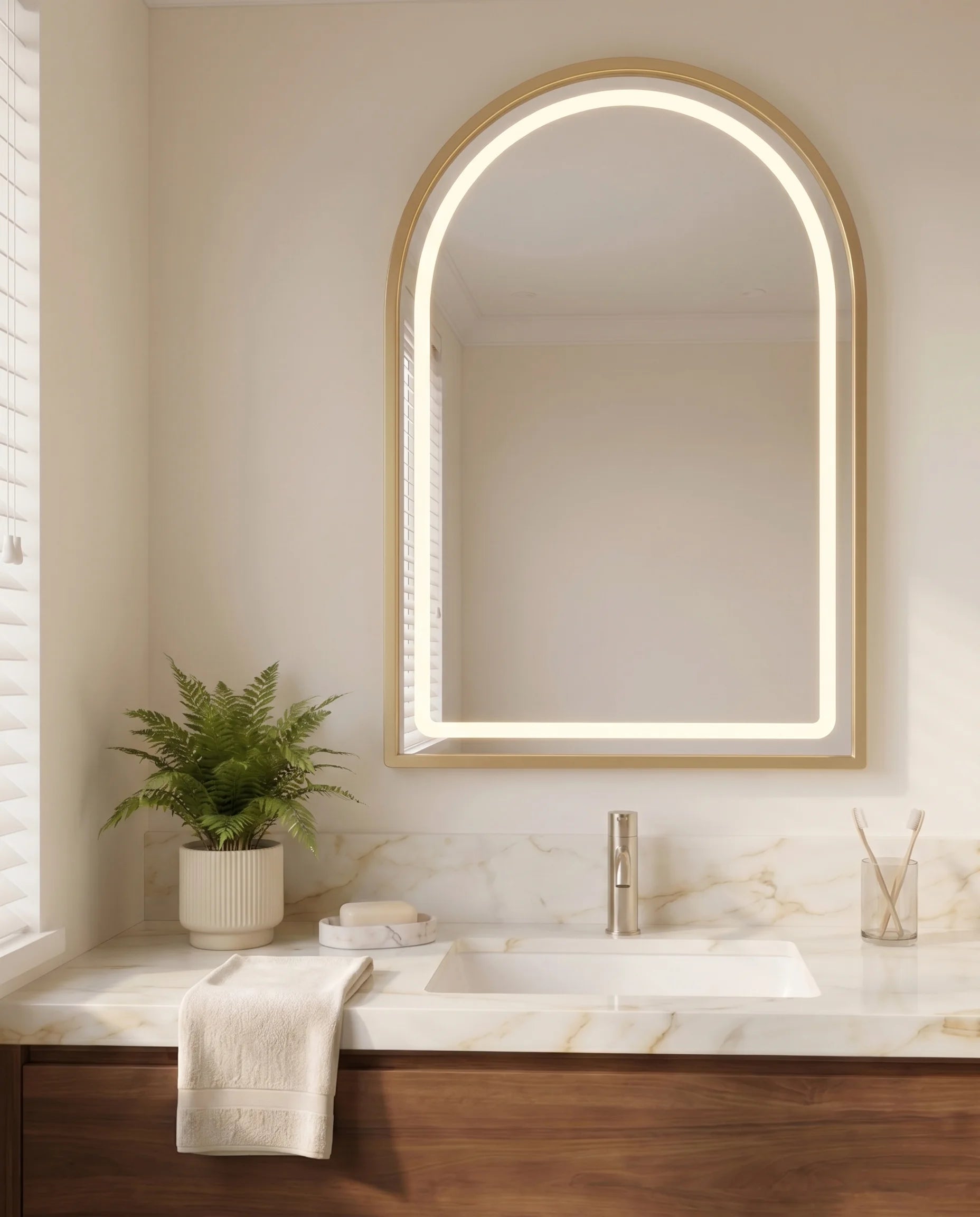 Bambi Gold Framed Arched Mirror with LED