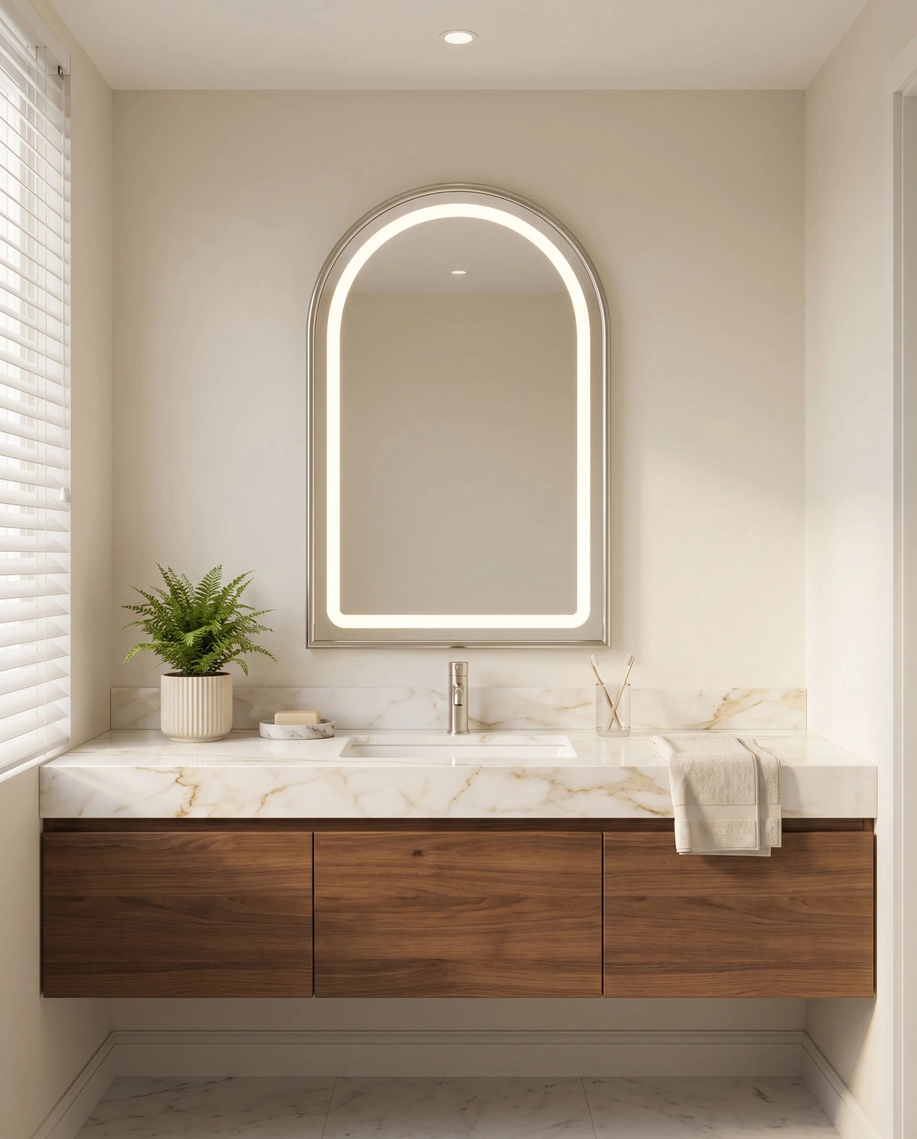 Bambi Silver Framed Arched Mirror with LED