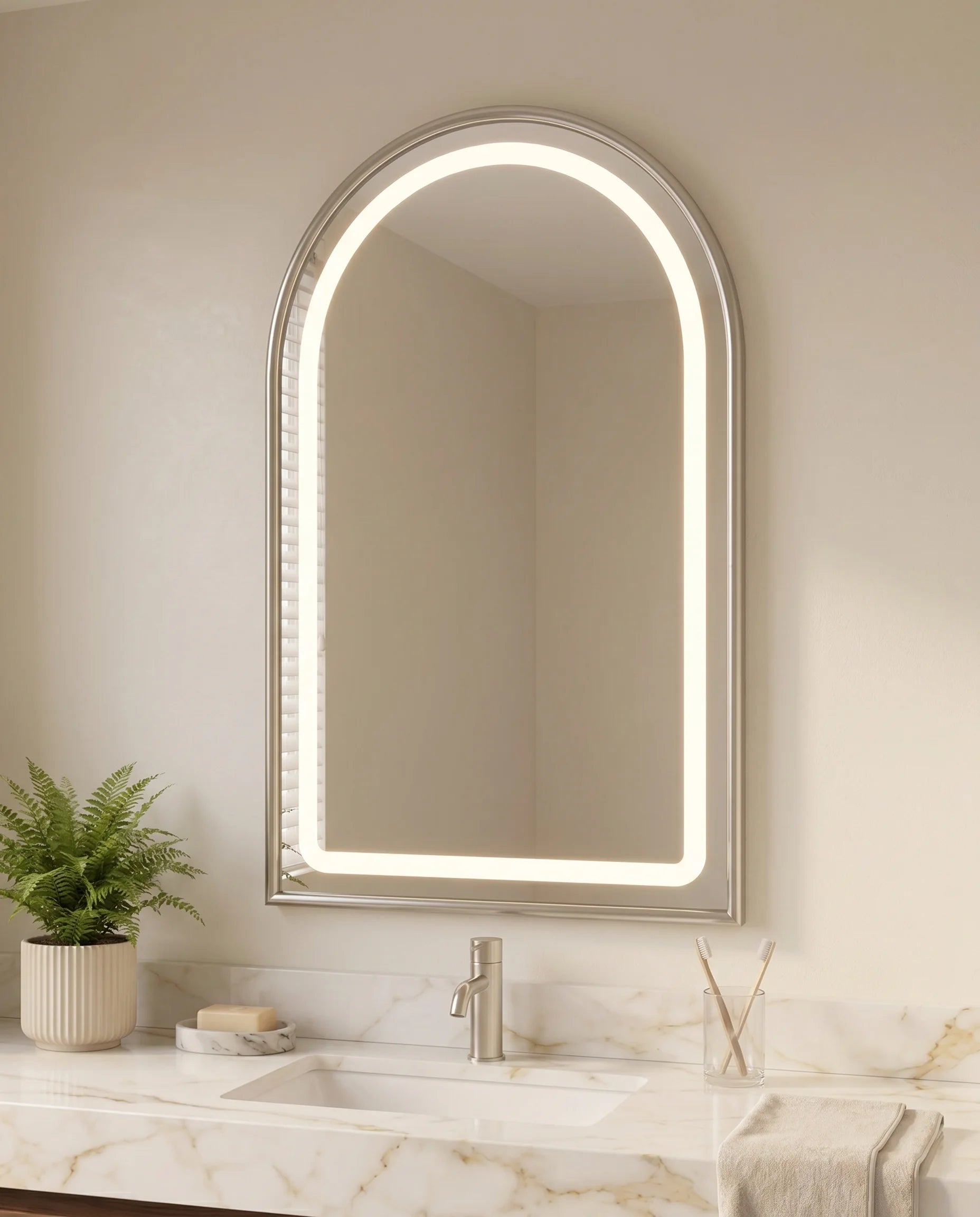Bambi Silver Framed Arched Mirror with LED