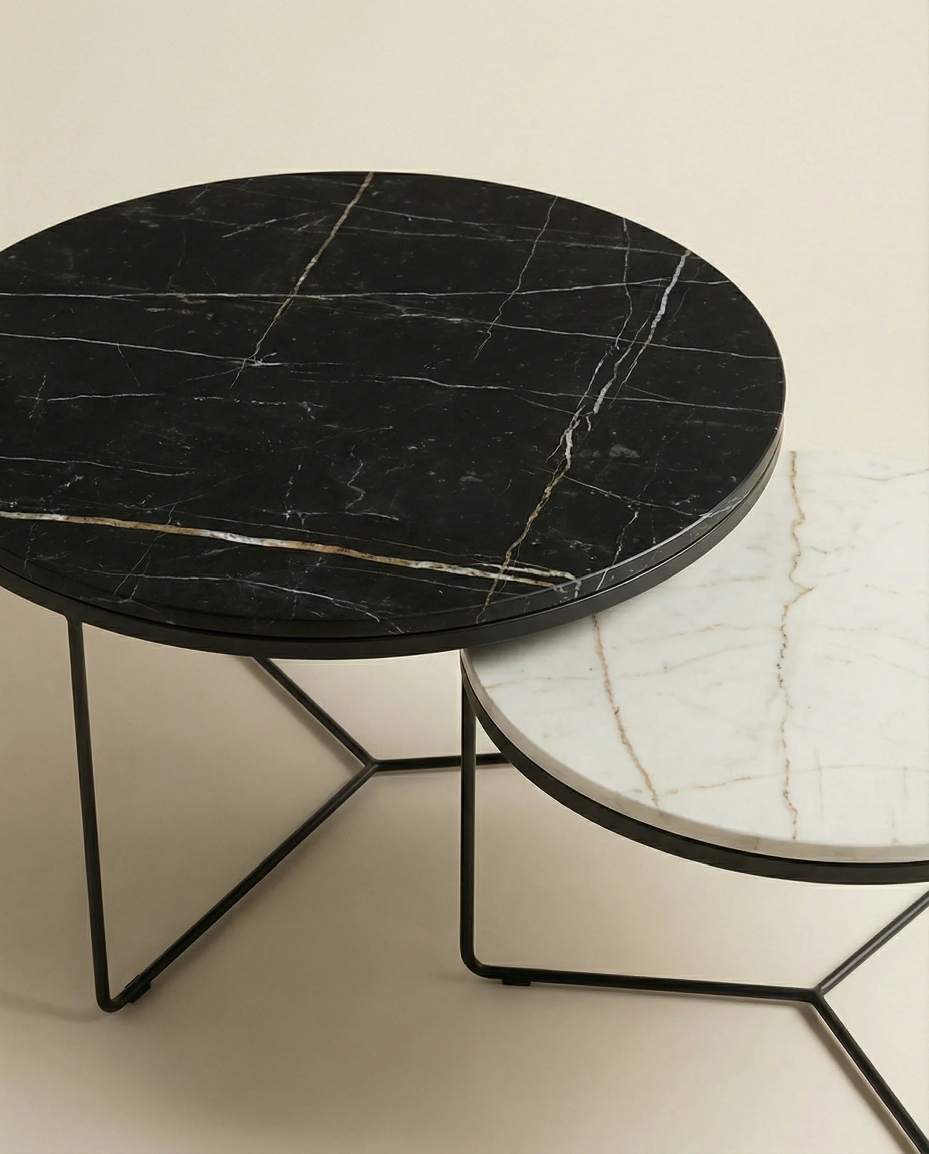 Baris Geometric Round Marble Coffee Table (Set of 2)