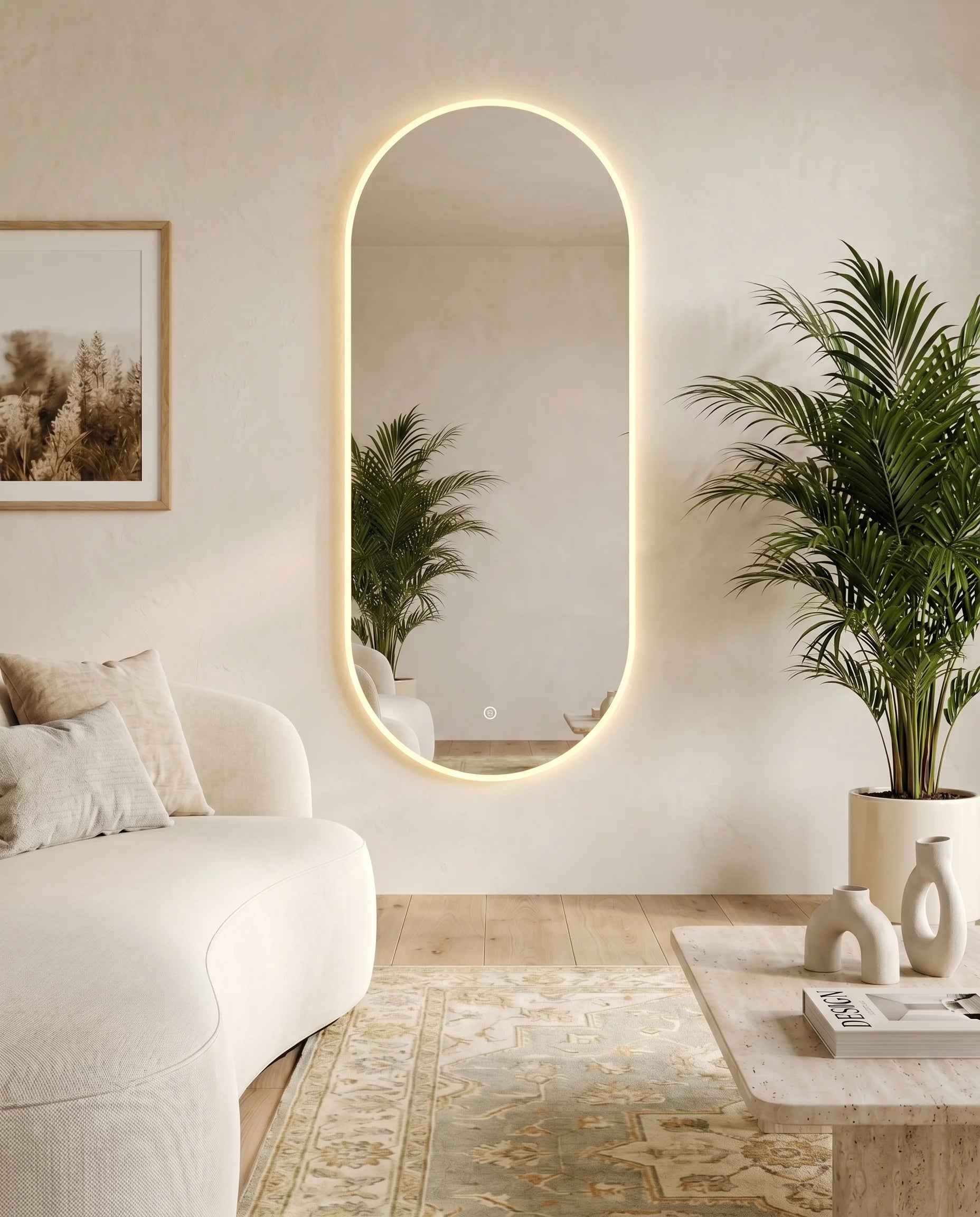 Berlin LED Frameless Oval Mirror (Pill-Shaped)
