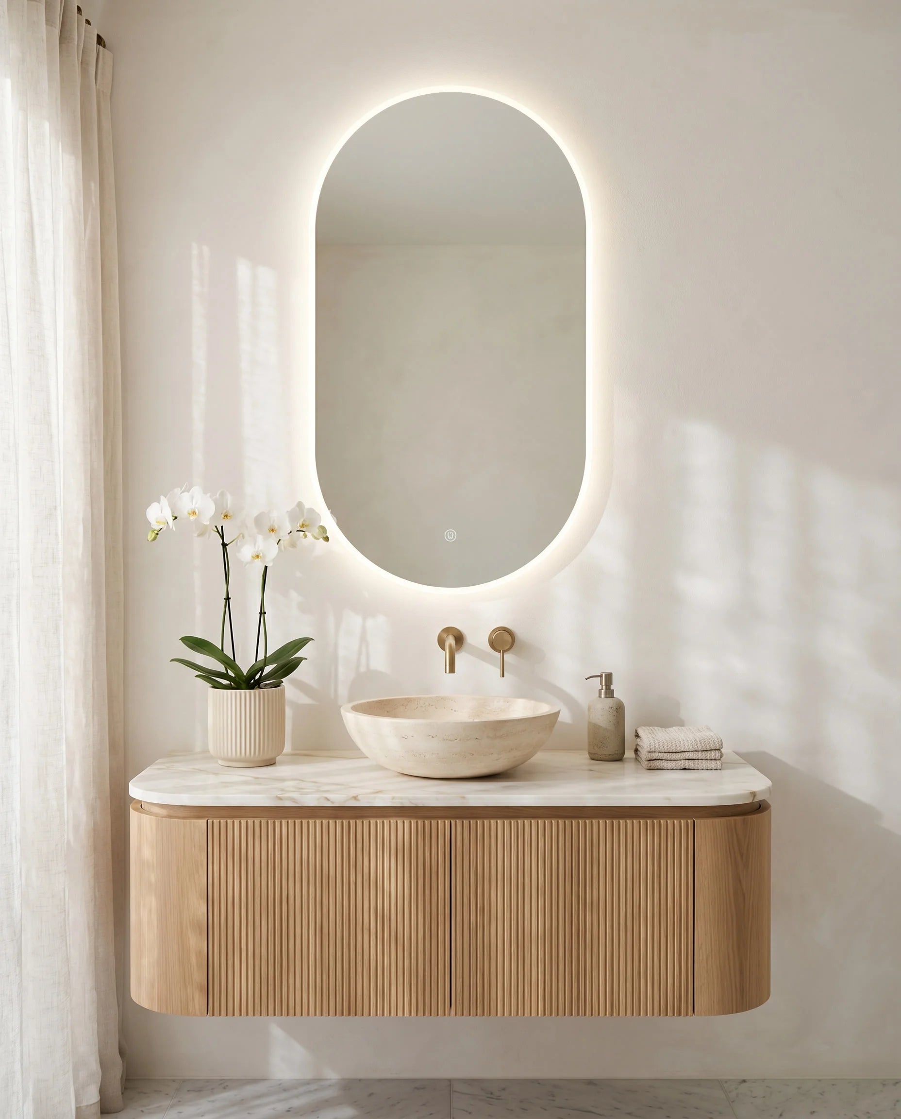 Berlin LED Frameless Oval Mirror (Pill-shaped)