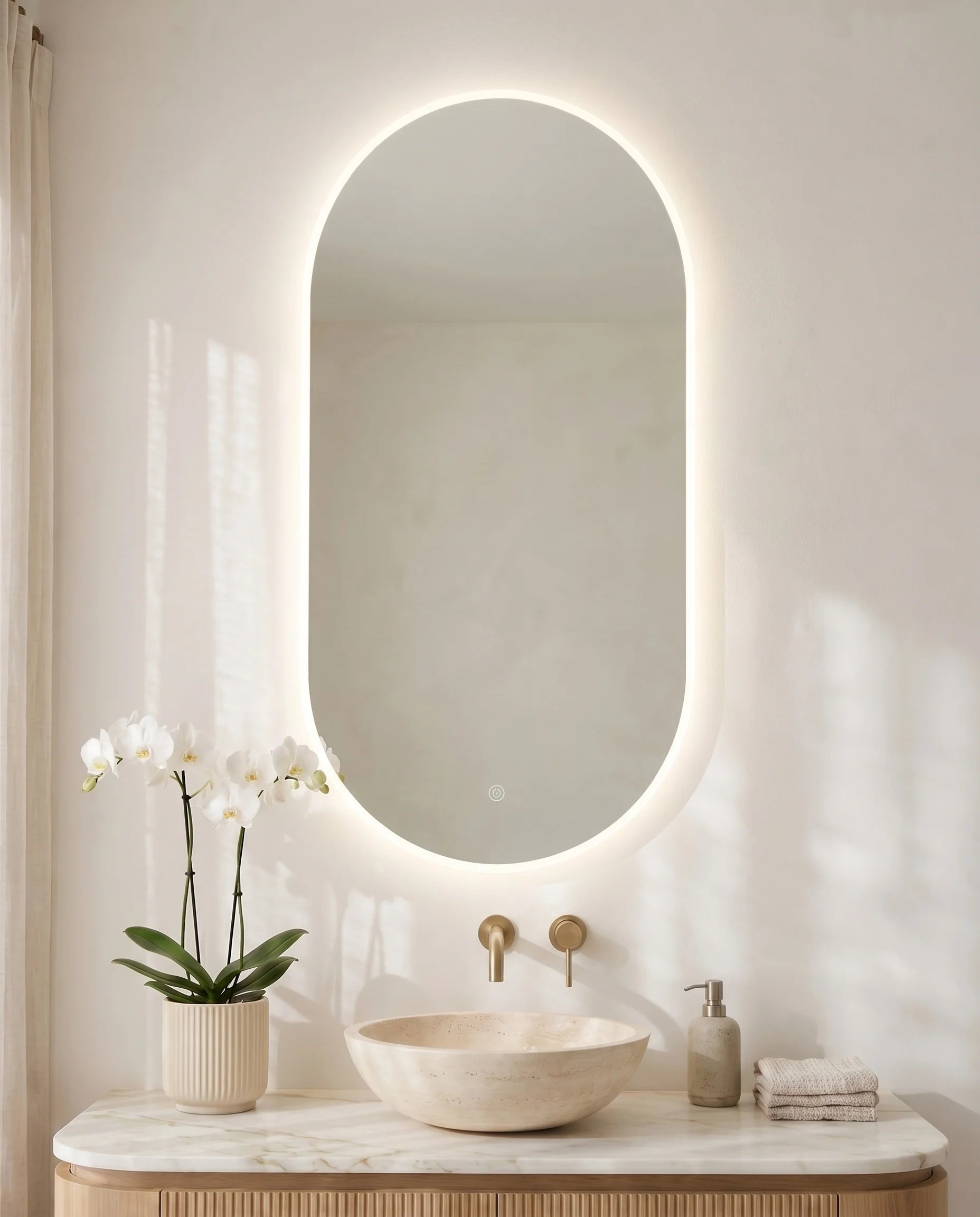 Berlin LED Frameless Oval Mirror (Pill-shaped)