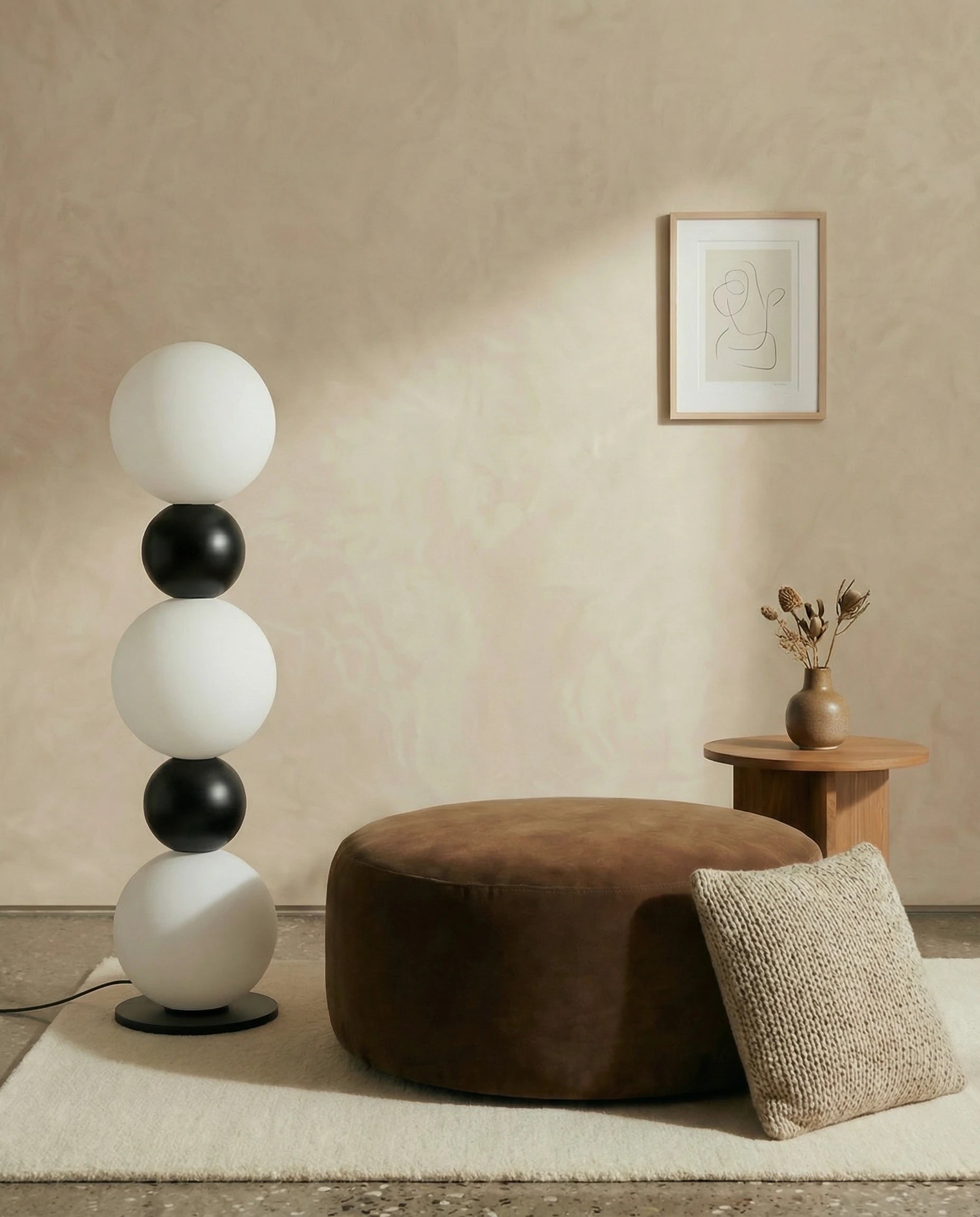 Bubble Brass Floor Lamp in Black & White