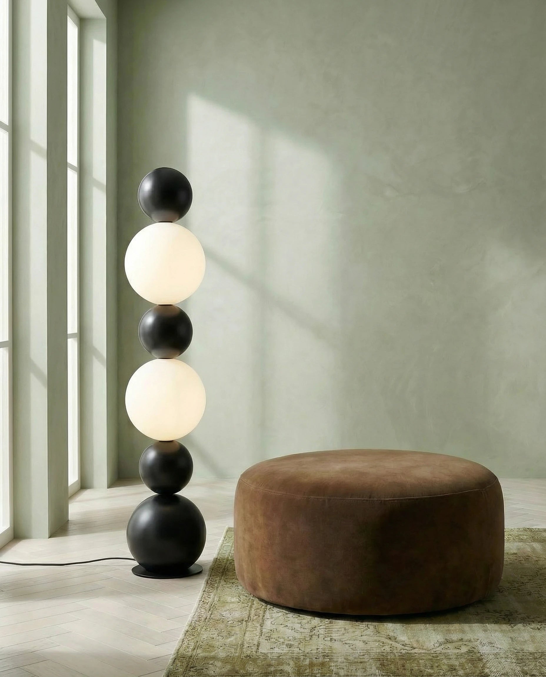 Bubble Brass Floor Lamp in Black & White