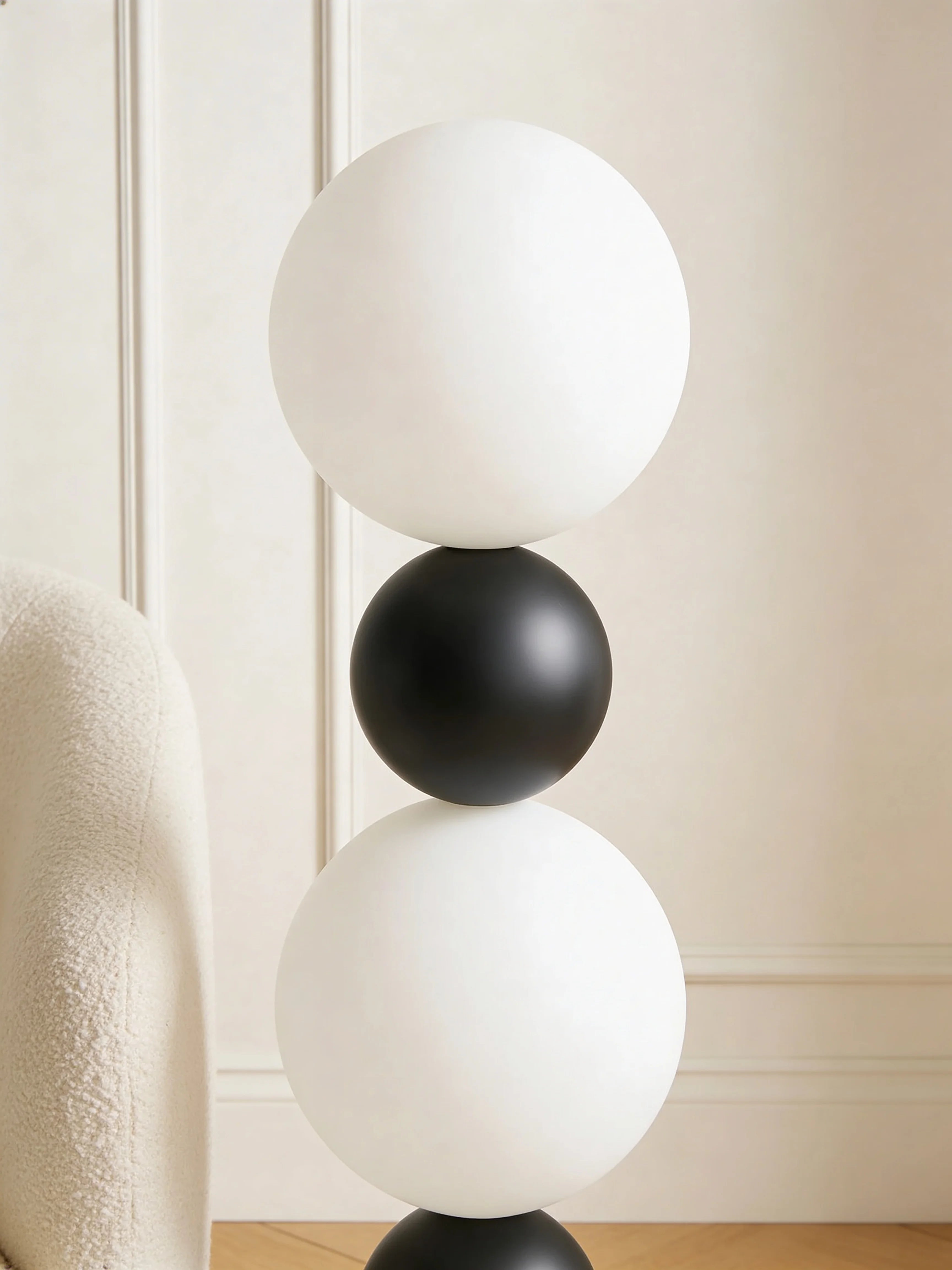 Bubble Brass Floor Lamp in Black & White