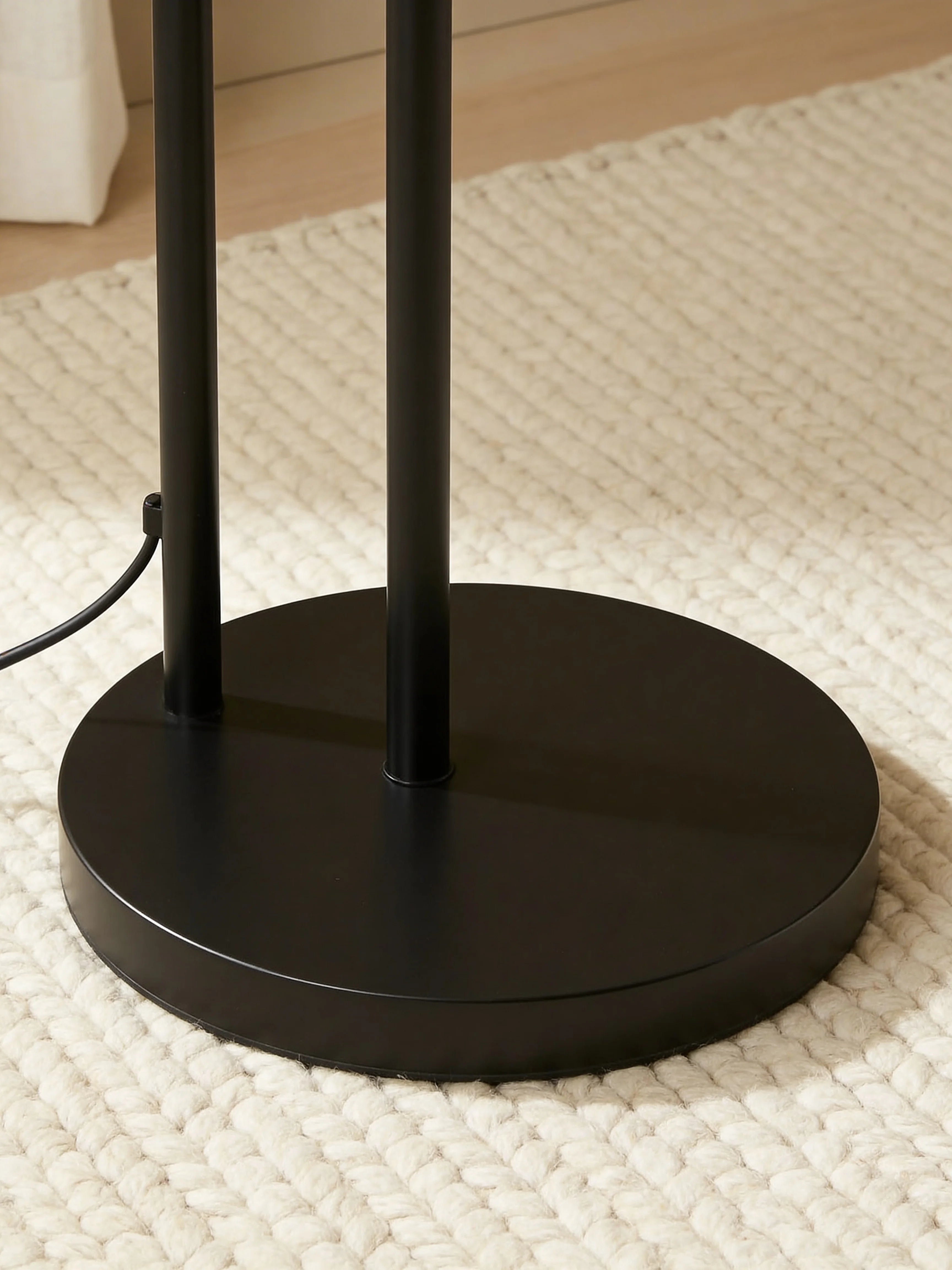 Caspien Sleek Black Arc Floor Lamp with End Table