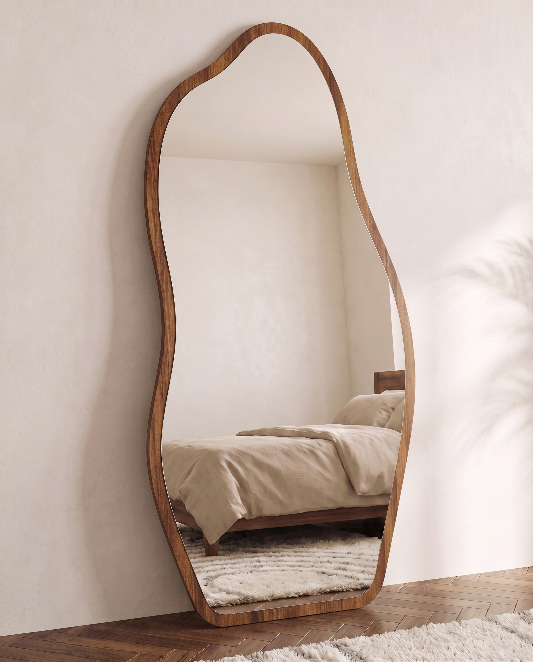 Cassie brown framed irregular floor mirror