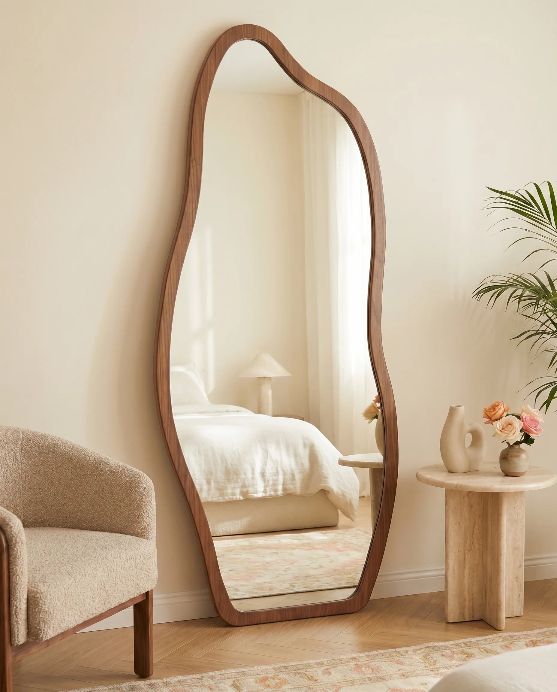 Cassie brown framed irregular floor mirror