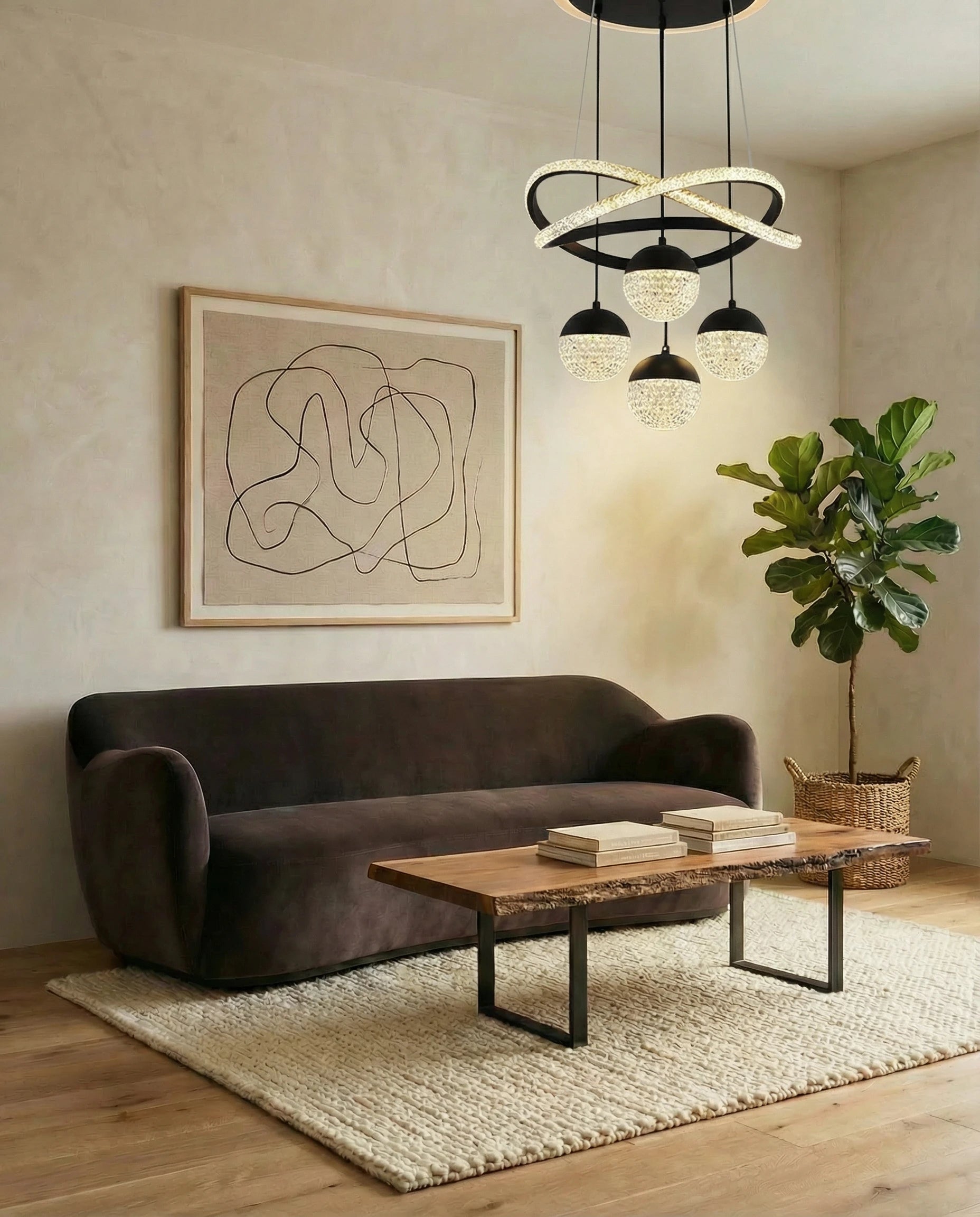 Celestia High Hanging Crystal Orbit Chandelier