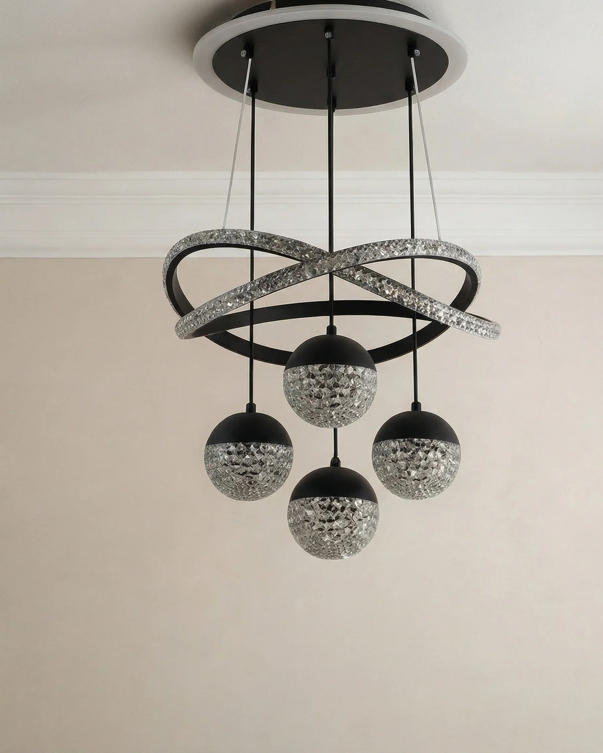 Crystal chandelier in a Dubai staircase