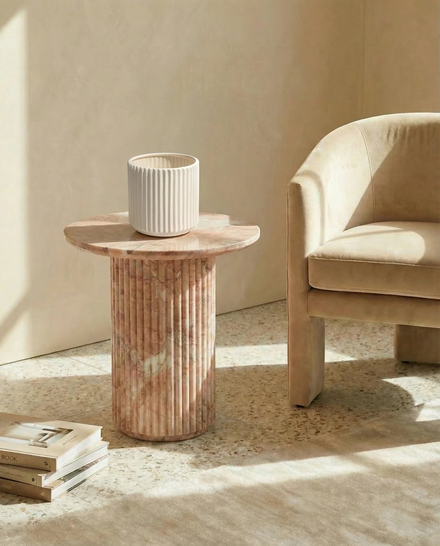 Daisy Fluted Cylinder Ceramic Vase