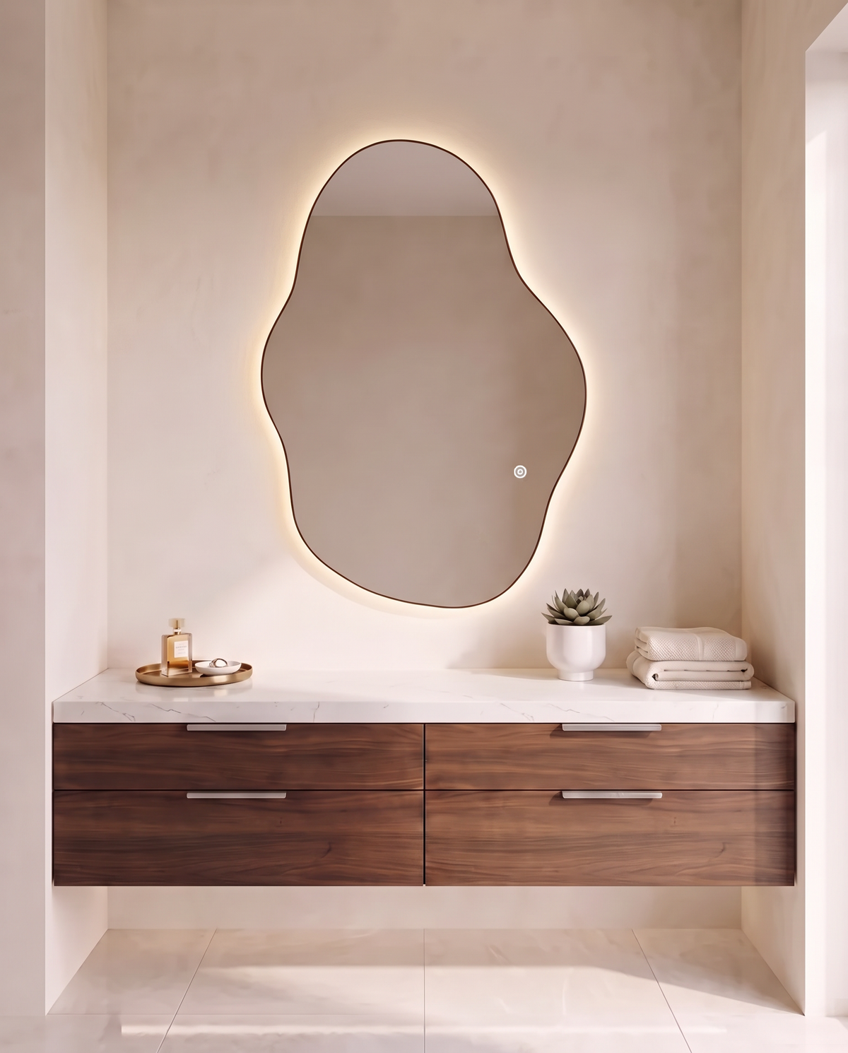 Black Frame Irregular LED Wall Mirror in Dubai