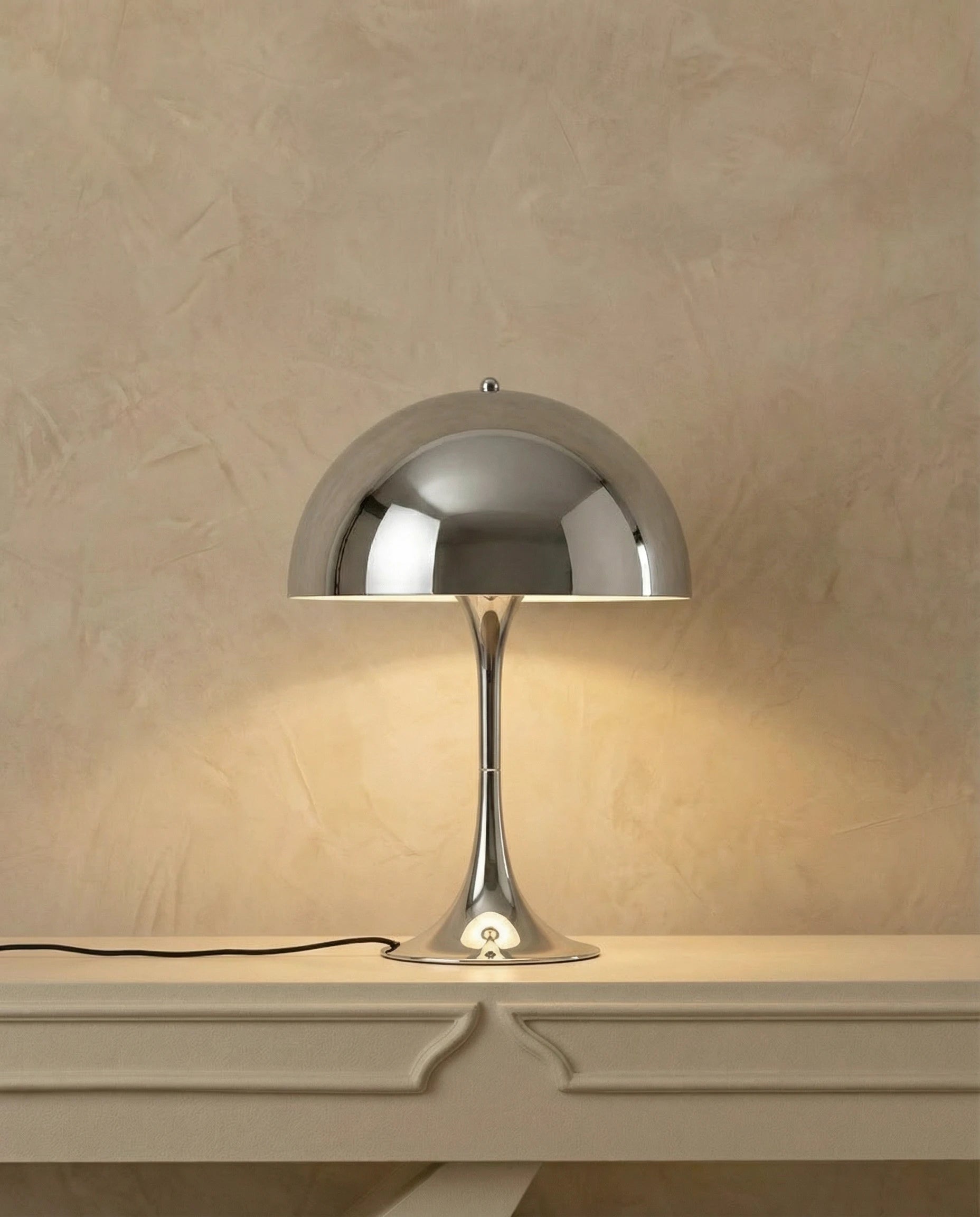 Danish Dome Silver Table Lamp Verner Panton Inspired