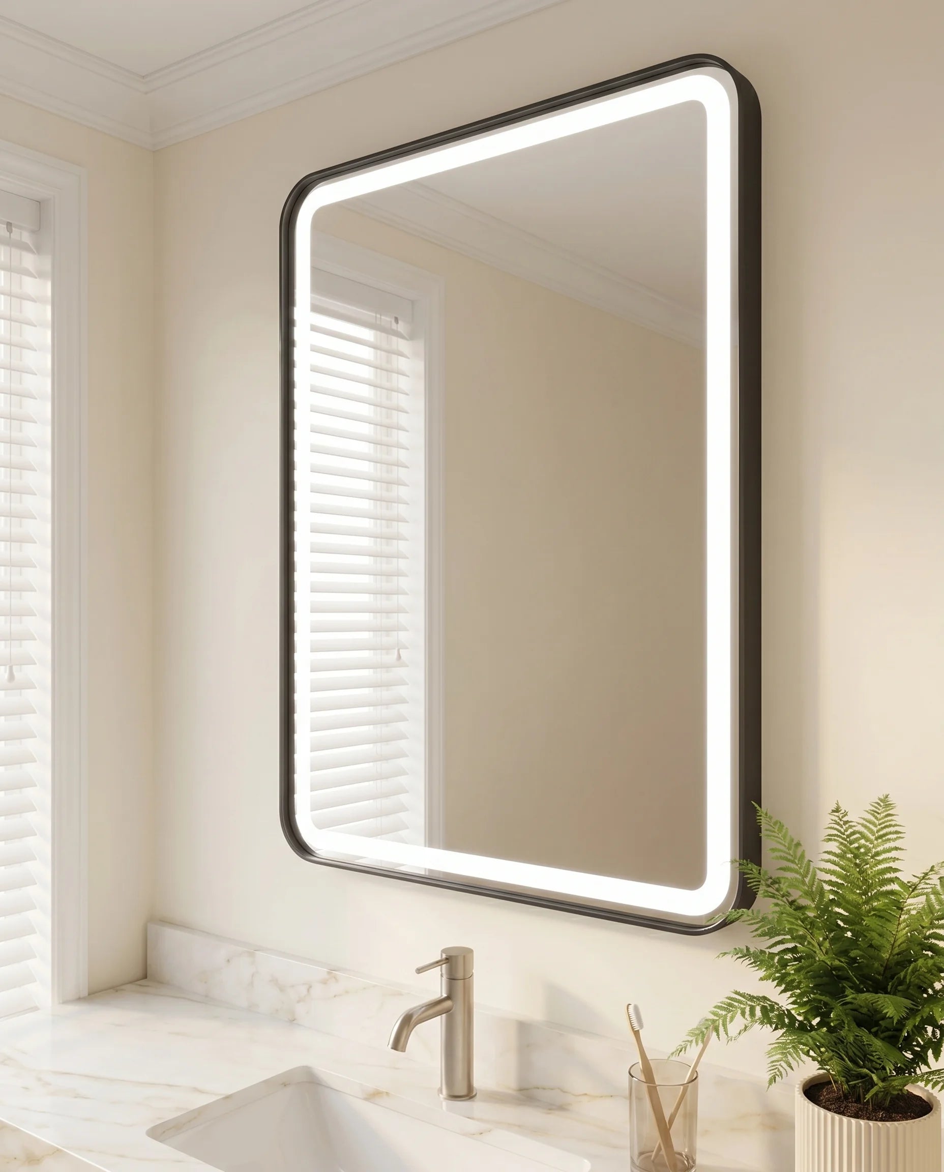 Deluxe Black Framed Rectangular Wall Mirror