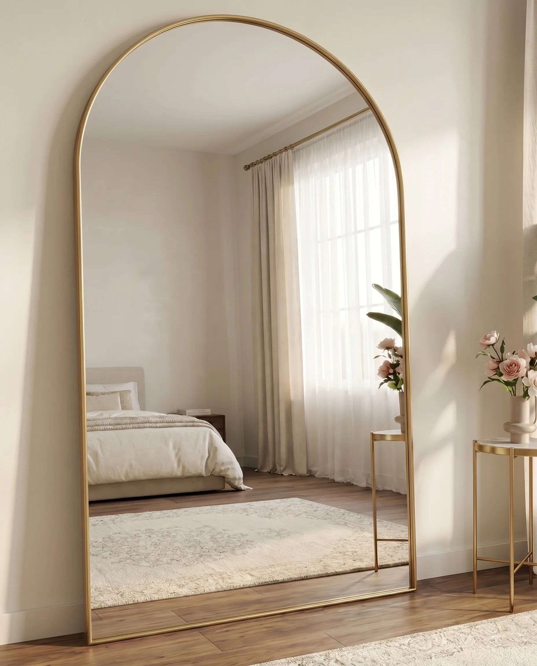 Diana large gold arched wall mirror