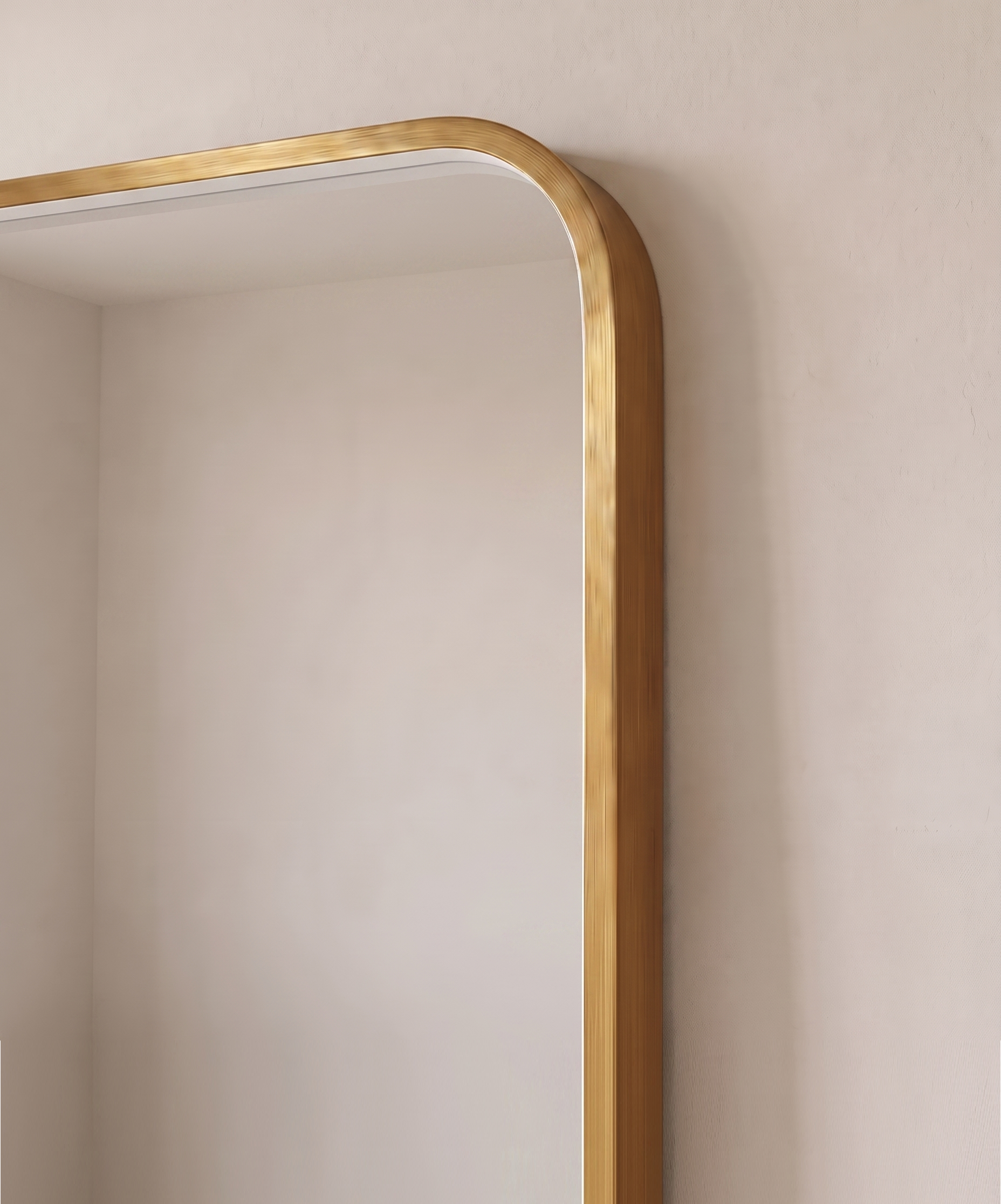 Dominic gold LED rectangular floor mirror, full view