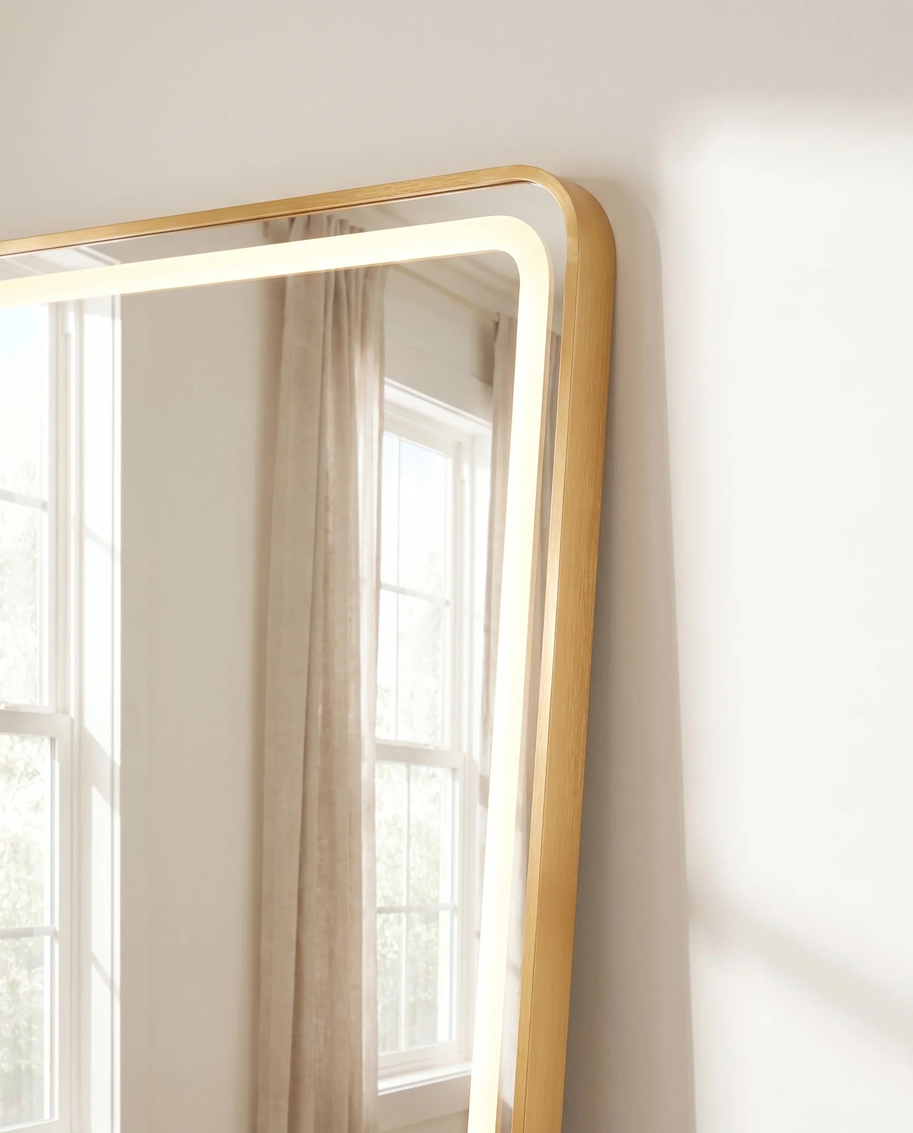 Dominic LED Slim Floor Mirror with Golden Frame