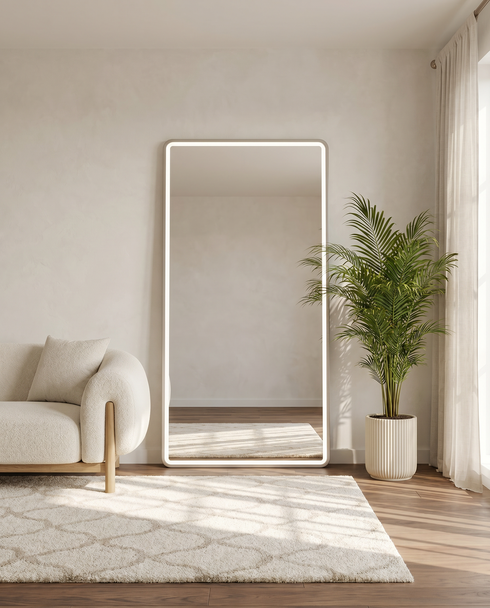 Dominic Silver Inner Frame LED Rectangular Floor Mirror