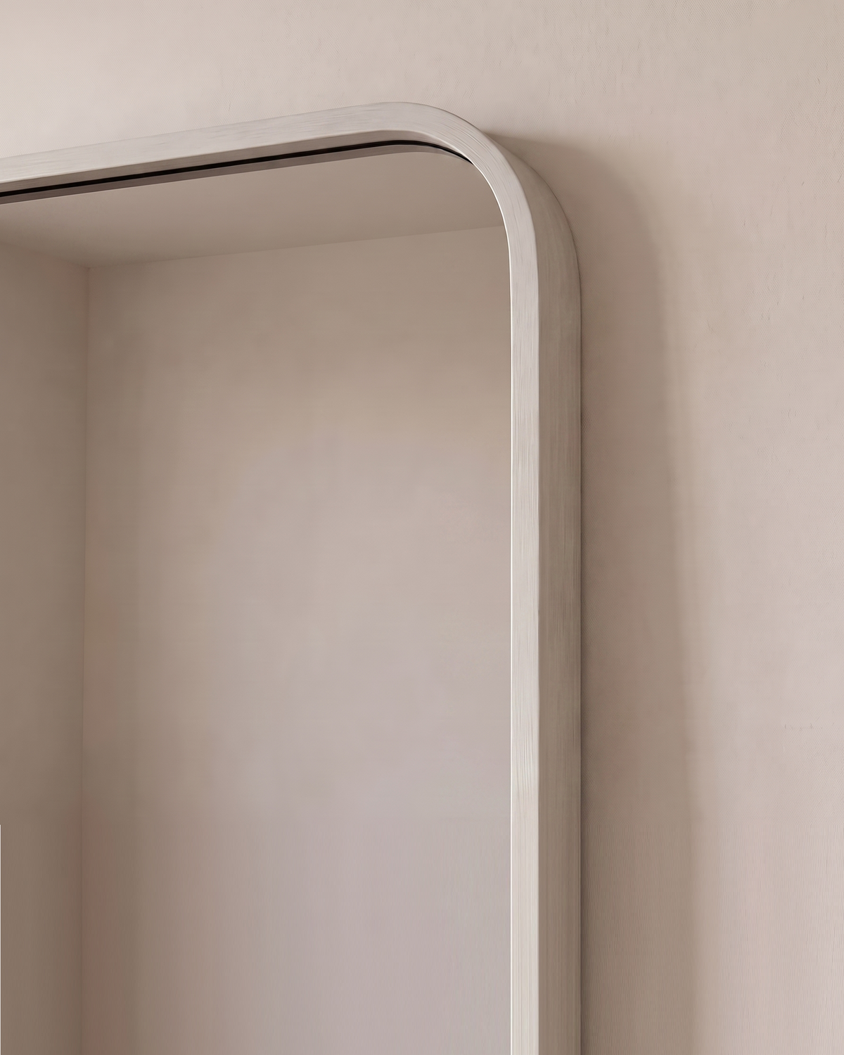 Dominic silver LED rectangular floor mirror, full view