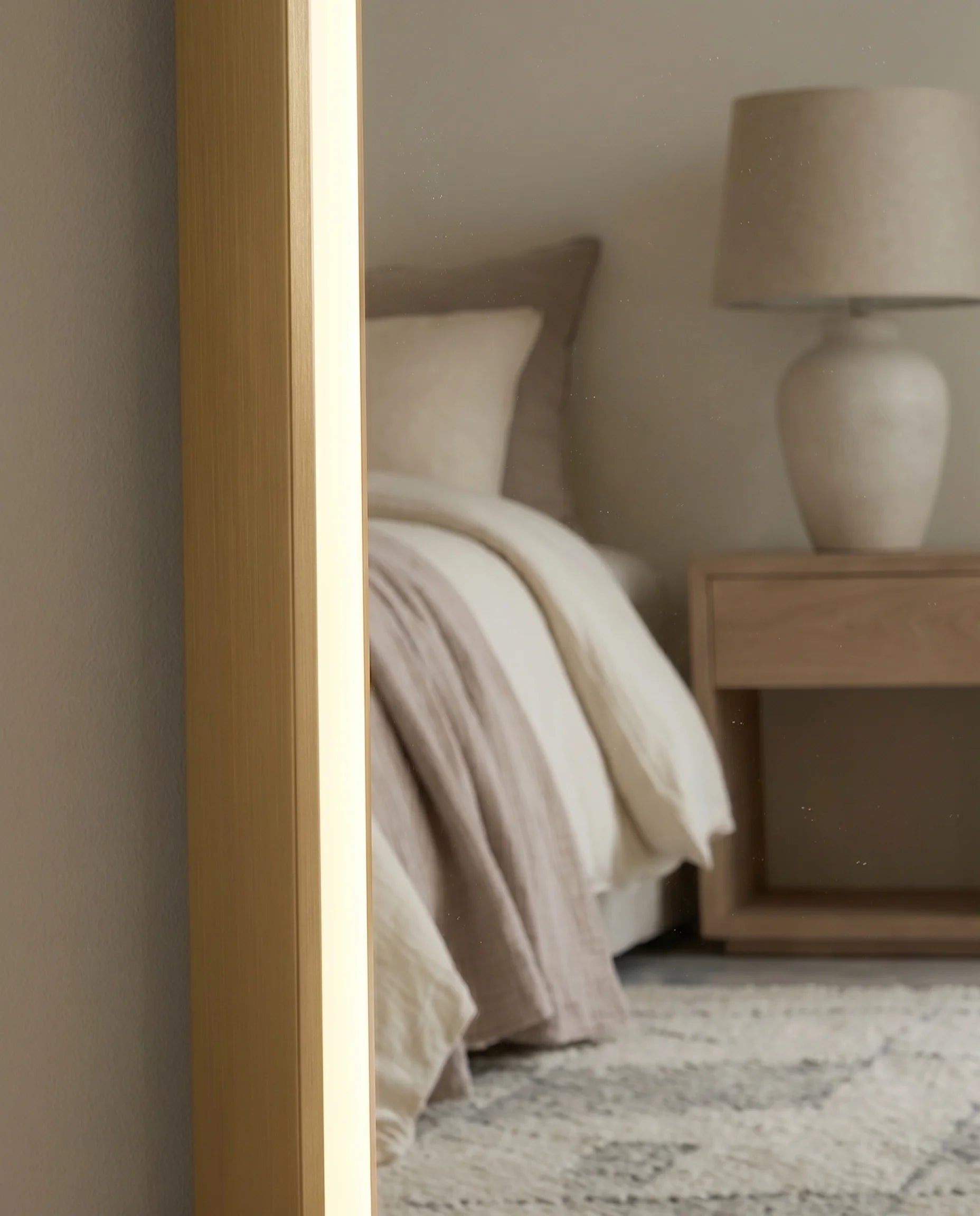 Dominic Golden Frame LED Rectangular Floor Mirror