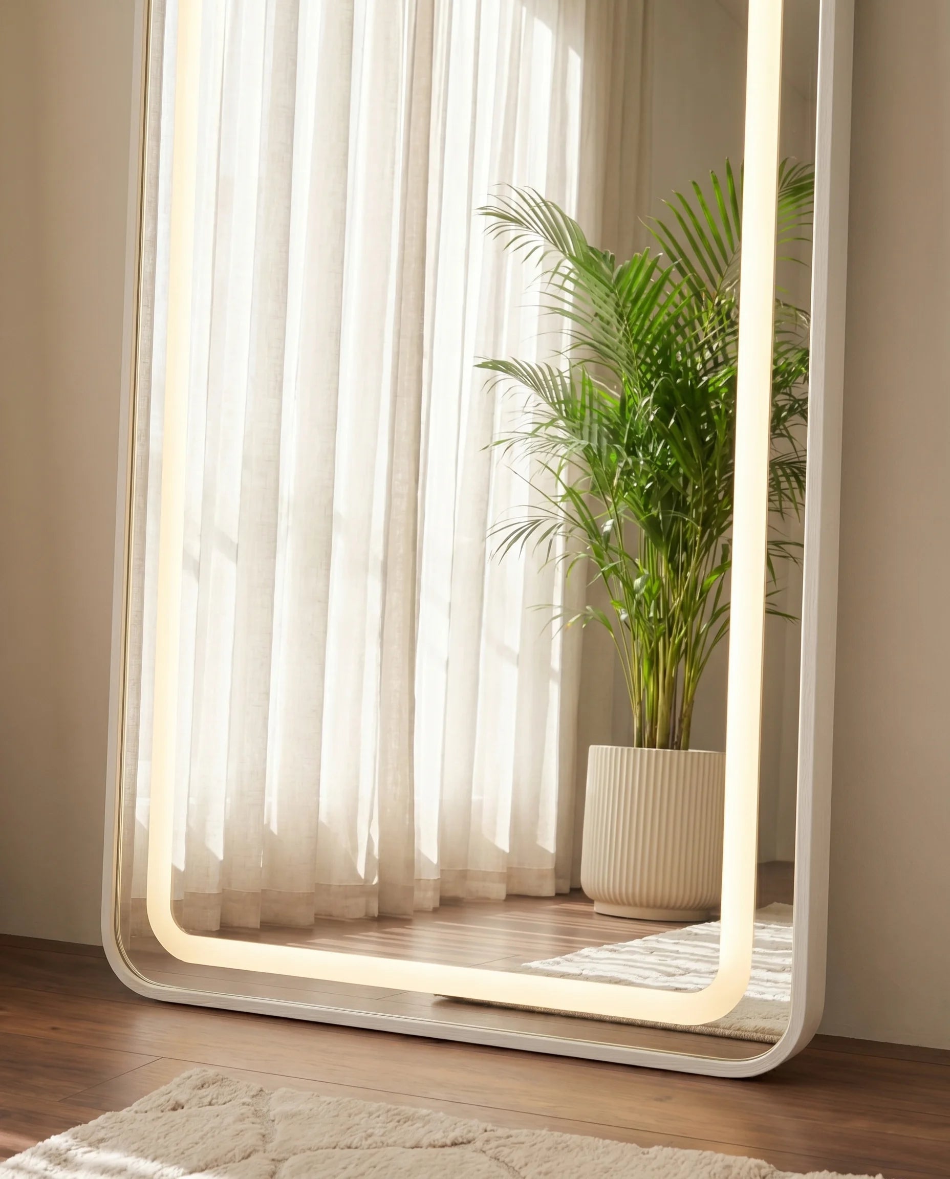 Dominic Silver Frame LED Rectangular Floor Mirror