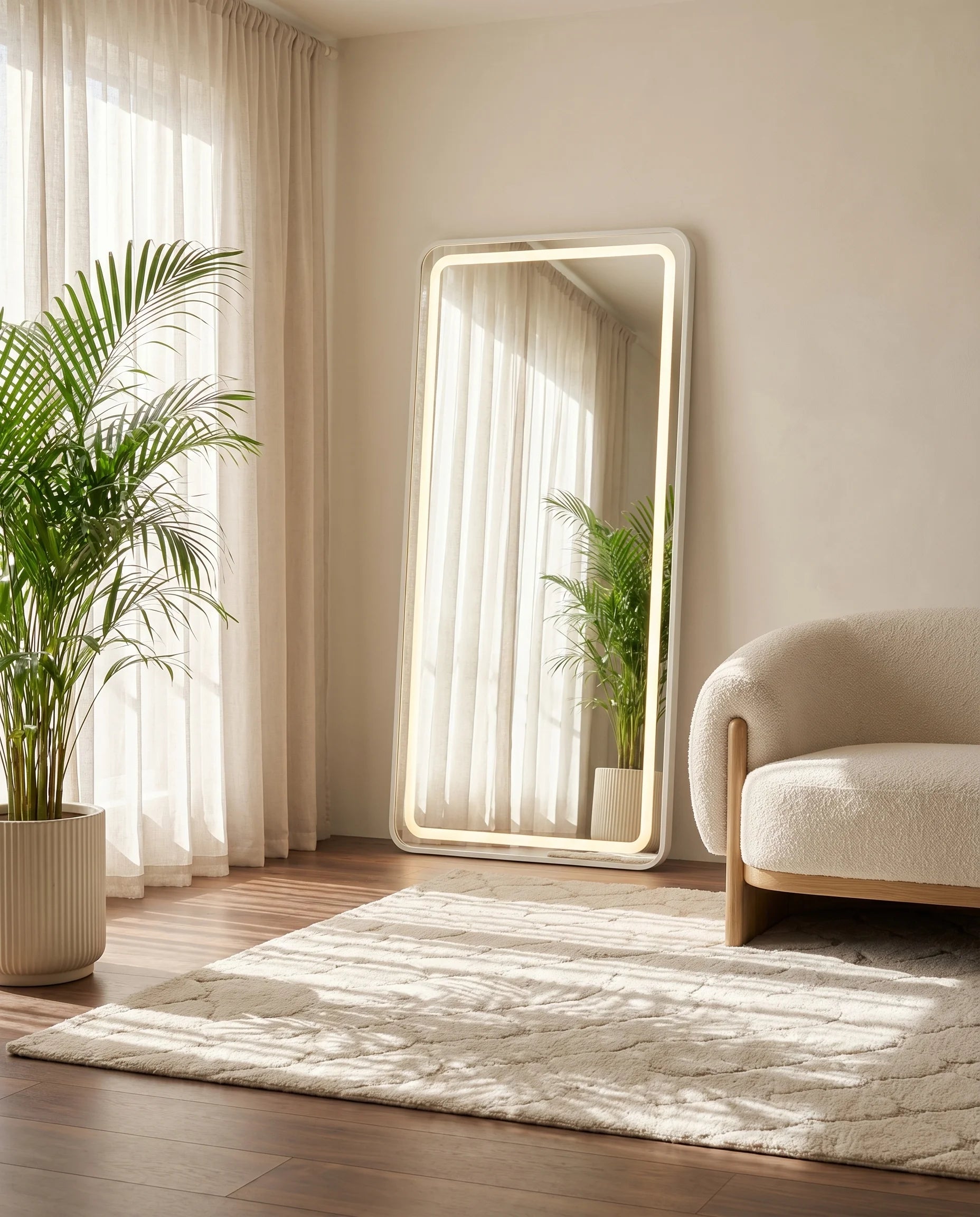 Dominic Silver Frame LED Rectangular Floor Mirror
