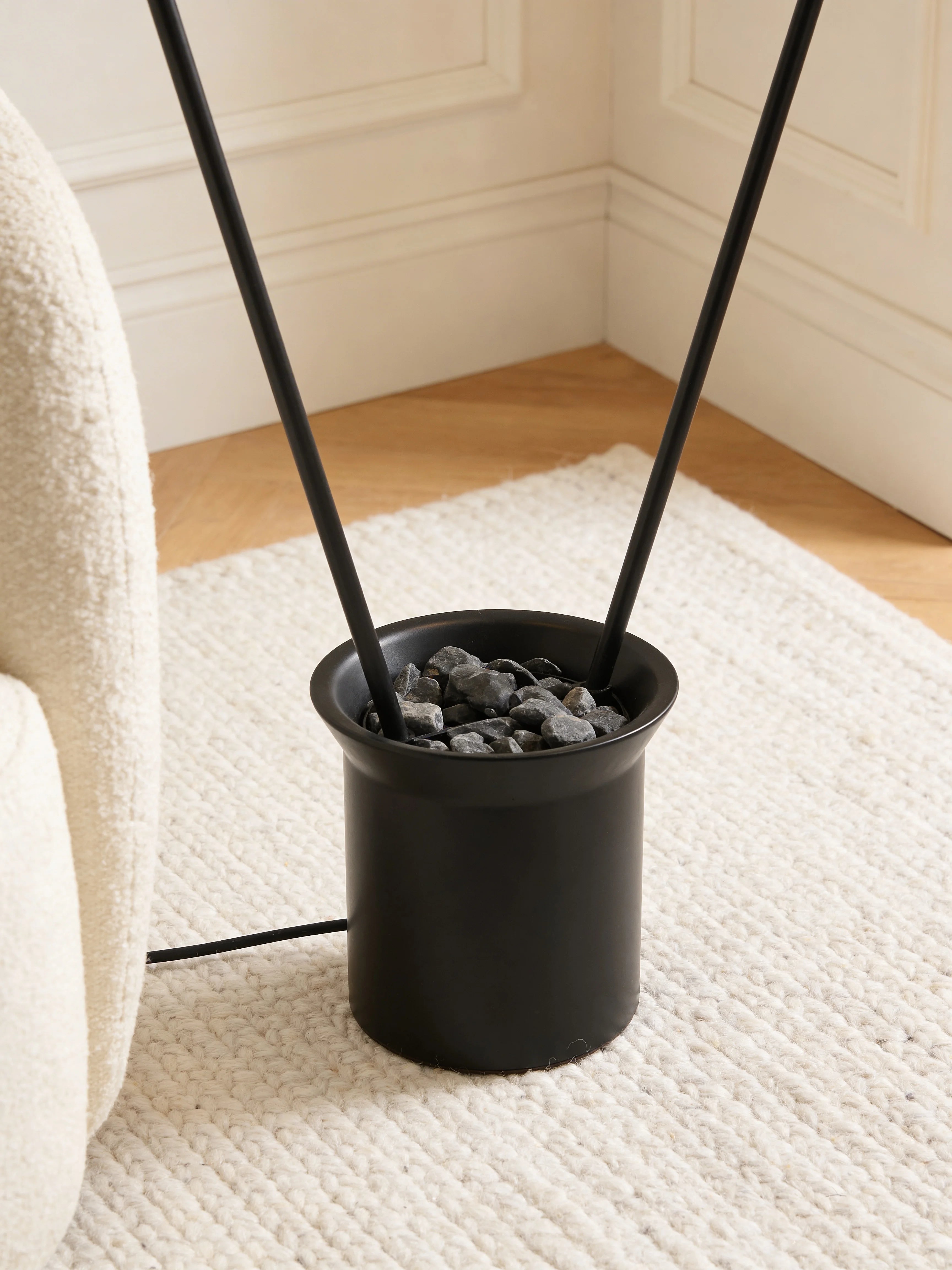 Dual Shade Fishing Arch Floor Lamp Black