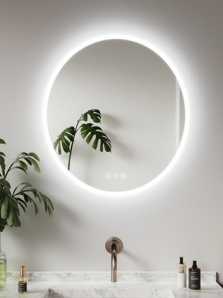 Eclipse Round Frameless Wall Mirror with Backlit LED