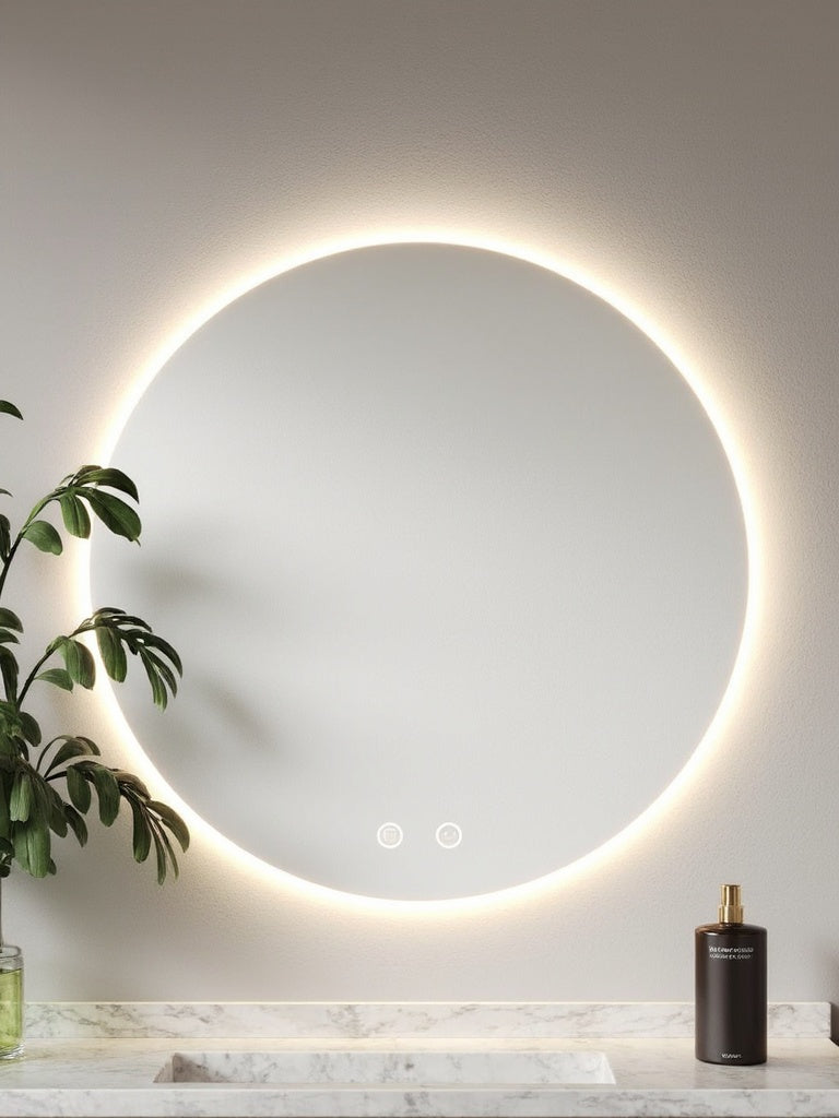 Eclipse Round Frameless Wall Mirror with Backlit LED