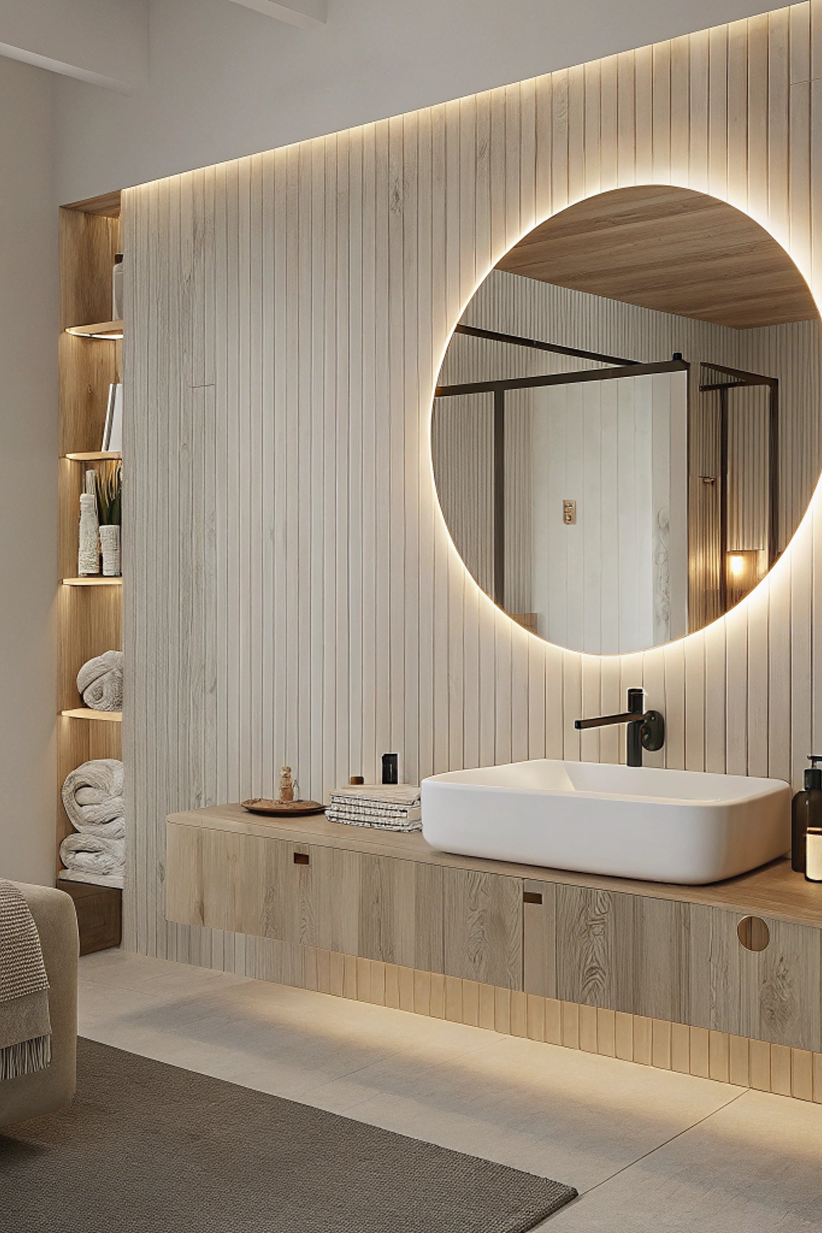 Eclipse Round Frameless Wall Mirror with Backlit LED