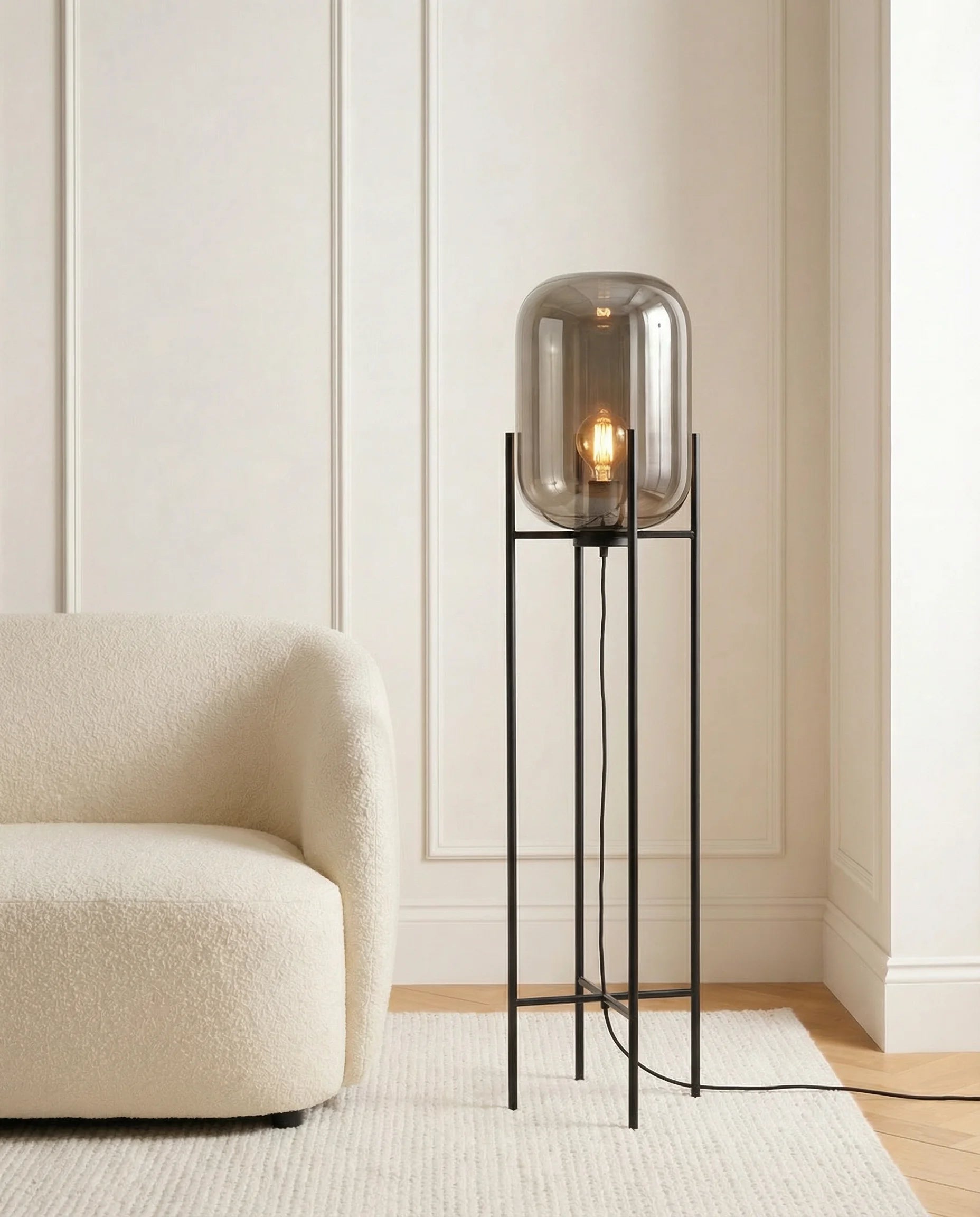 Edison Glass Nordic Lantern Floor Lamp