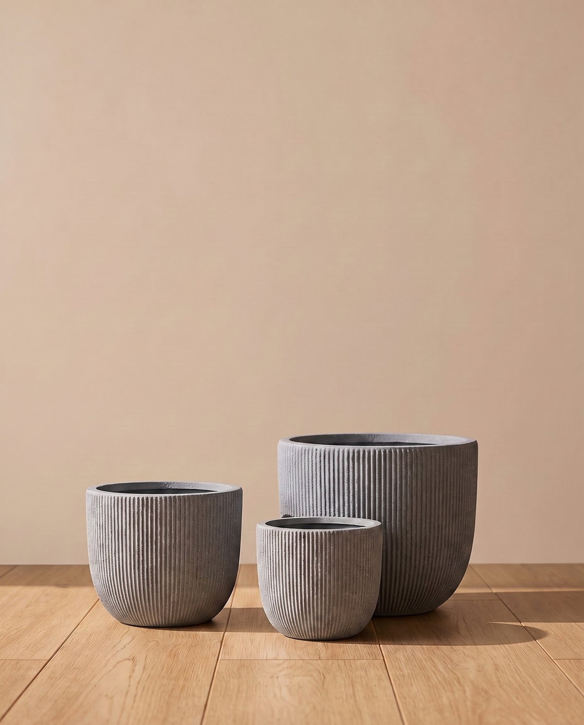 Egg Cup Grey Ridged Fibreclay Pots