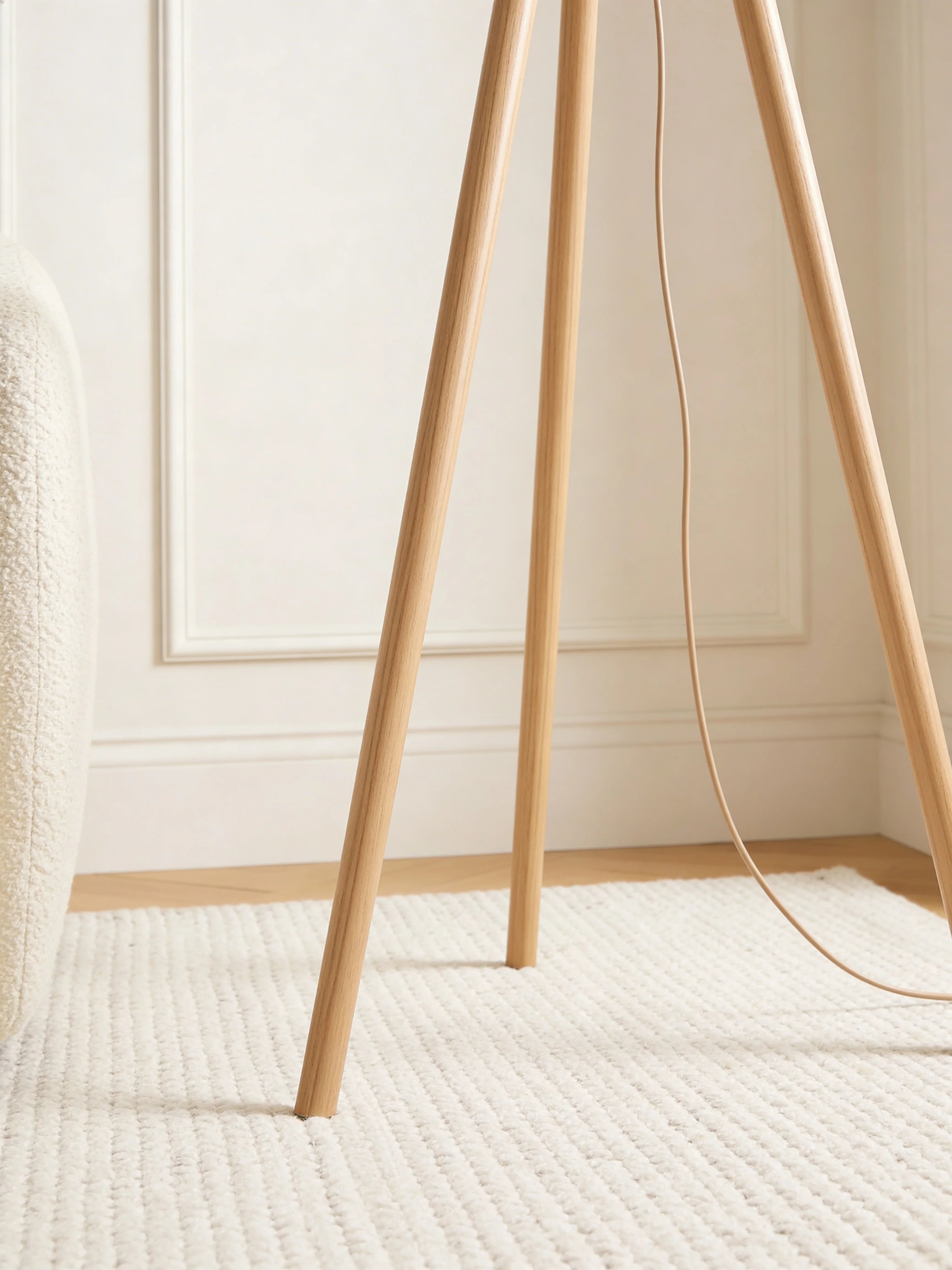 Elania Light Wood Tripod Floor Lamp
