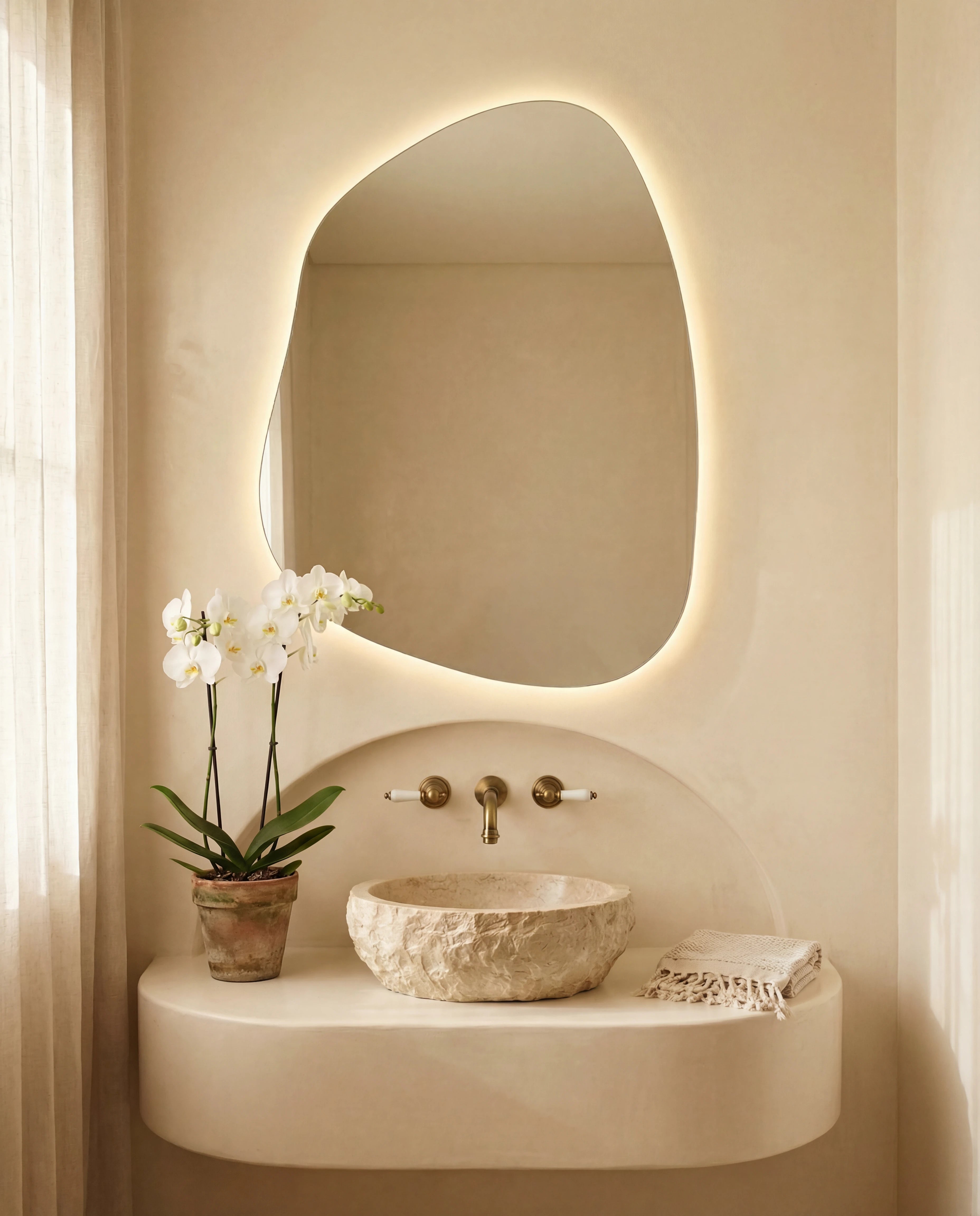 Elsa LED Irregular Black Framed Wall Mirror