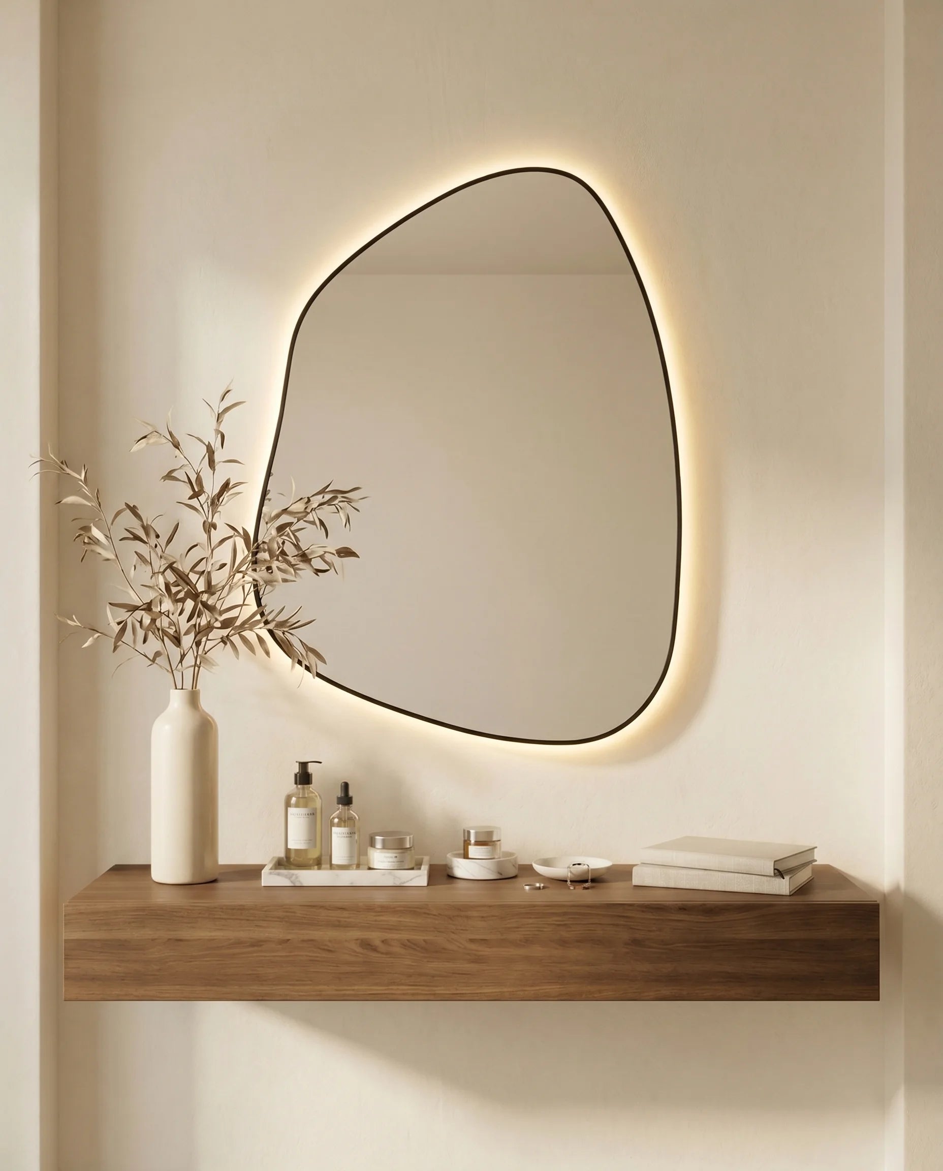 Elsa LED Irregular Black Framed Wall Mirror